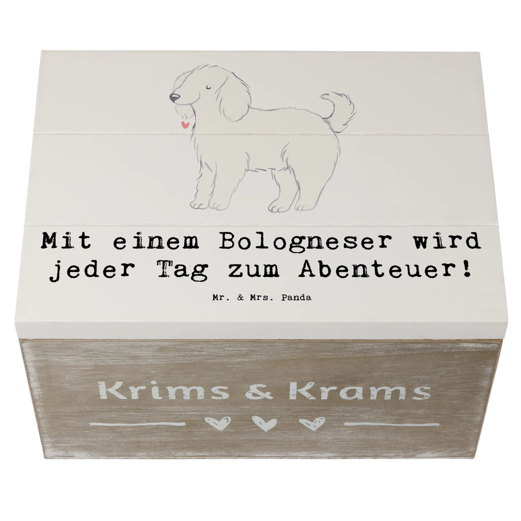 Wooden chest Mit einem Bologneser wird jeder Tag zum Abenteuer! Geschenkbox, Kiste, Schatzkiste, Aufbewahrungsbox, Schatulle, Holzkiste, XXL, Truhe, Erinnerungskiste, Erinnerungsbox, Dekokiste, Geschenkdose, Hund, Hunderasse, Rassehund, Hundebesitzer, Geschenk, Tierfreund, Schenken, Welpe