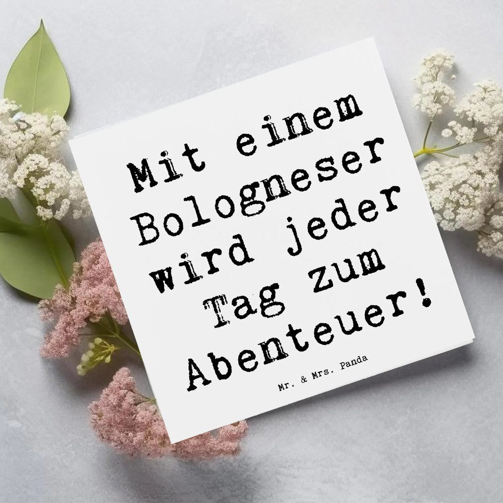 Deluxe Karte Spruch Bologneser Abenteuer Grußkarte, Hochwertige Klappkarte, Geburtstagskarte, Karte, Einladungskarte, Klappkarte, Hochzeitskarte, Glückwunschkarte, Hochwertige Grußkarte, Hund, Hunderasse, Rassehund, Hundebesitzer, Geschenk, Tierfreund, Schenken, Welpe
