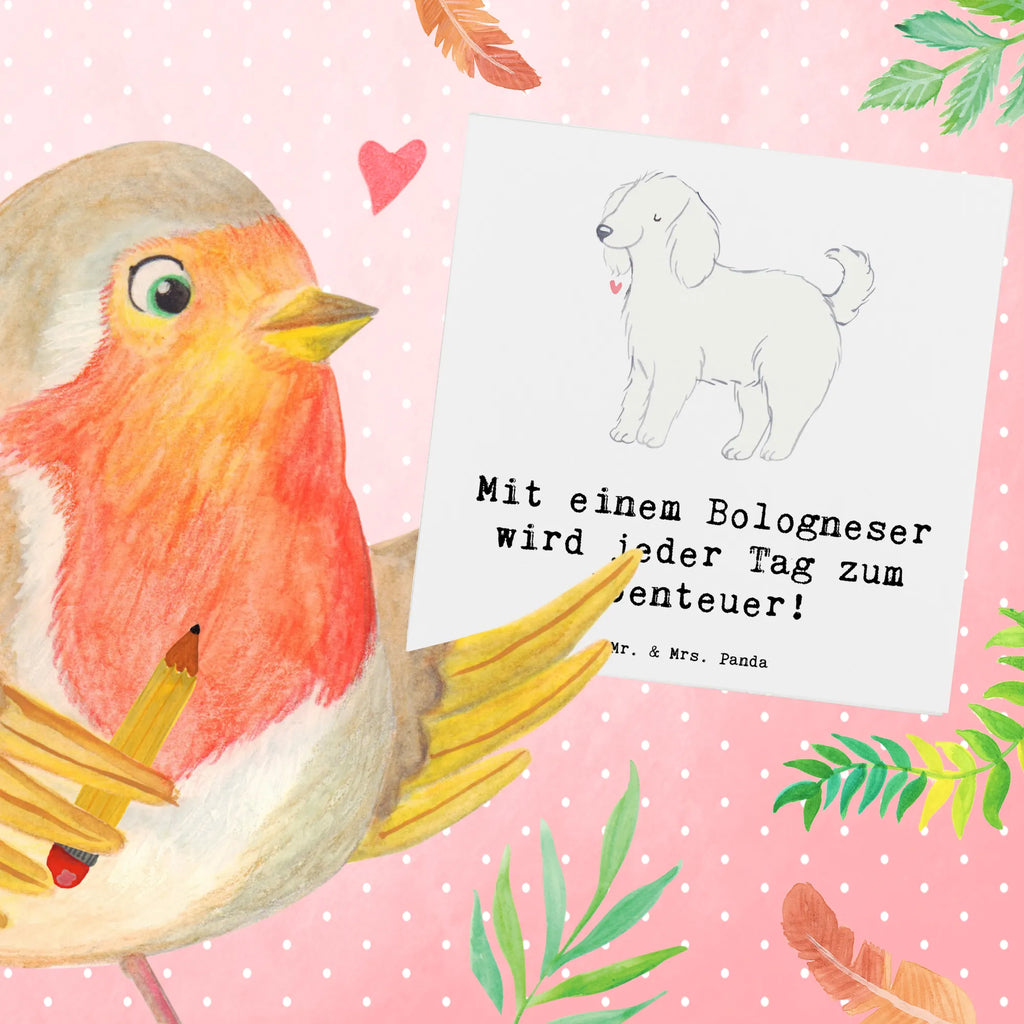 Deluxe Karte Bologneser Abenteuer Geburtstagskarte, Hochzeitskarte, Karte, Grußkarte, Klappkarte, Hochwertige Klappkarte, Hochwertige Grußkarte, Glückwunschkarte, Einladungskarte, Hund, Hunderasse, Rassehund, Hundebesitzer, Geschenk, Tierfreund, Schenken, Welpe