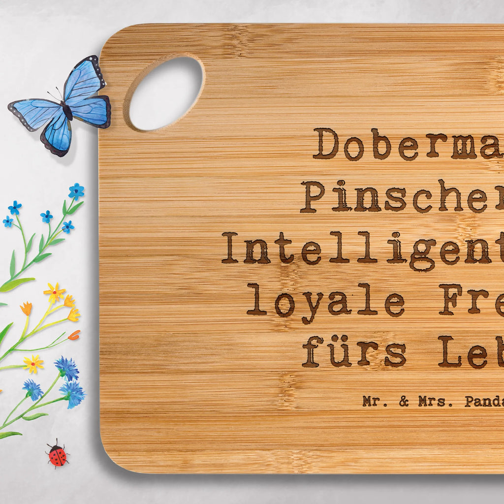 Bambus - deska do krojenia Przysłowie Dobermann Pinscher - Intelligente und loyale Freunde fürs Leben Pies, rasa psa, pies rasowy, właściciel psa, prezent, miłośnik zwierząt, dawanie, szczeniak