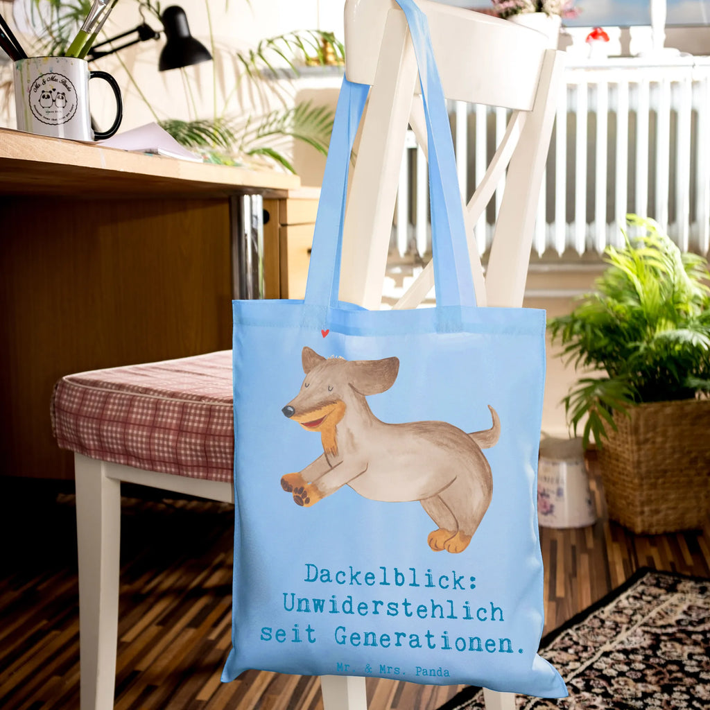 Tote bag Dackelblick: Unwiderstehlich seit Generationen. Einkaufstüte, Jutetasche, Einkaufstasche, Stoffbeutel, Schultertasche, Beuteltasche, Laptoptasche, Badetasche, Strandtasche, Beutel, Stofftasche, Shopper, Tragetasche, Jutebeutel, Tasche, Umhängetasche, Hund, Hunderasse, Rassehund, Hundebesitzer, Geschenk, Tierfreund, Schenken, Welpe