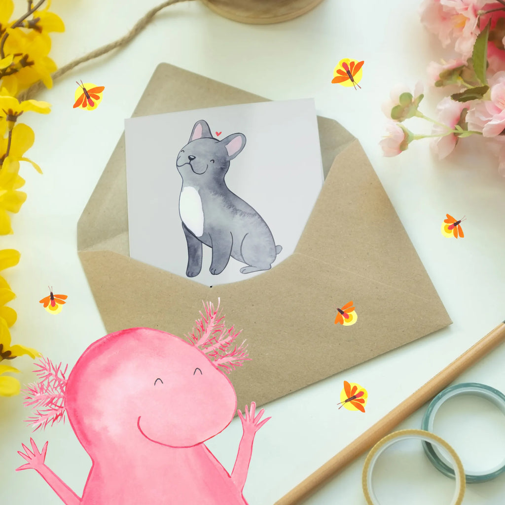 Grußkarte Französische Bulldogge Liebe Grußkarte, Geburtstagskarte, Einladungskarte, Glückwunschkarte, Karte, Hochzeitskarte, Ansichtskarten, Klappkarte, Hund, Hunderasse, Rassehund, Hundebesitzer, Geschenk, Tierfreund, Schenken, Welpe