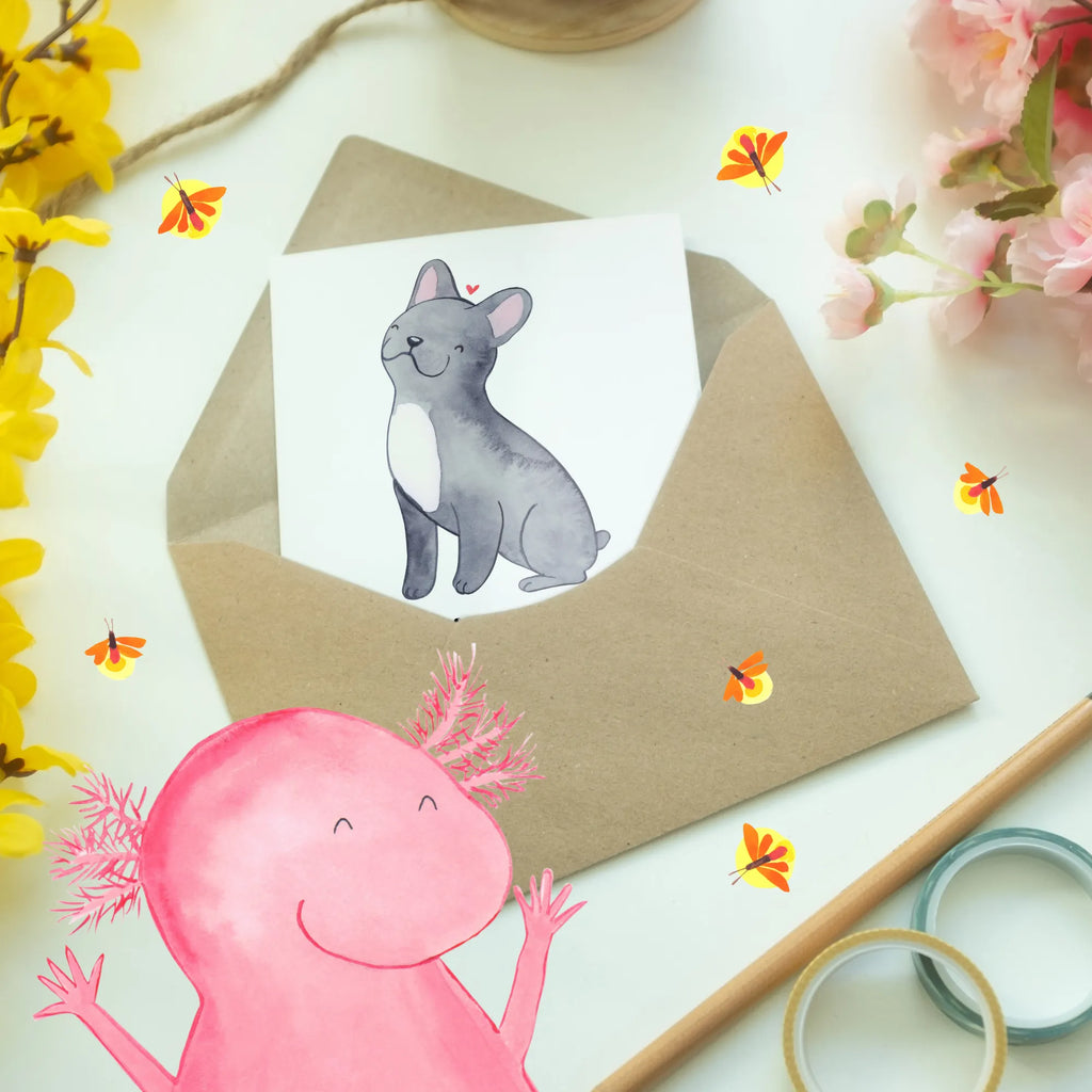 Grußkarte Französische Bulldogge Liebe Grußkarte, Geburtstagskarte, Einladungskarte, Glückwunschkarte, Karte, Hochzeitskarte, Ansichtskarten, Klappkarte, Hund, Hunderasse, Rassehund, Hundebesitzer, Geschenk, Tierfreund, Schenken, Welpe