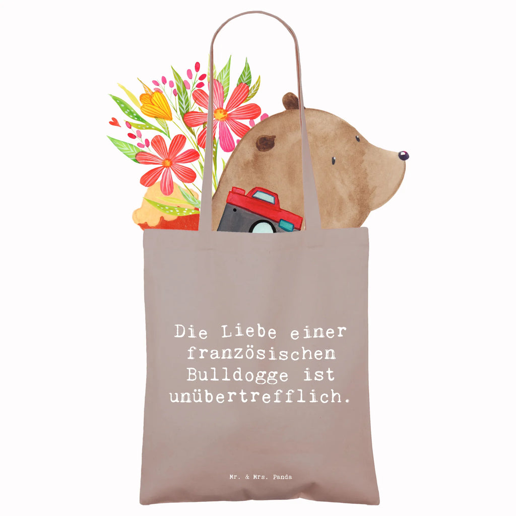 Tote bag Saying Die Liebe einer französischen Bulldogge ist unübertrefflich. Beuteltasche, Beutel, Einkaufstasche, Jutebeutel, Stoffbeutel, Tasche, Shopper, Umhängetasche, Strandtasche, Schultertasche, Stofftasche, Tragetasche, Badetasche, Jutetasche, Einkaufstüte, Laptoptasche, Hund, Hunderasse, Rassehund, Hundebesitzer, Geschenk, Tierfreund, Schenken, Welpe