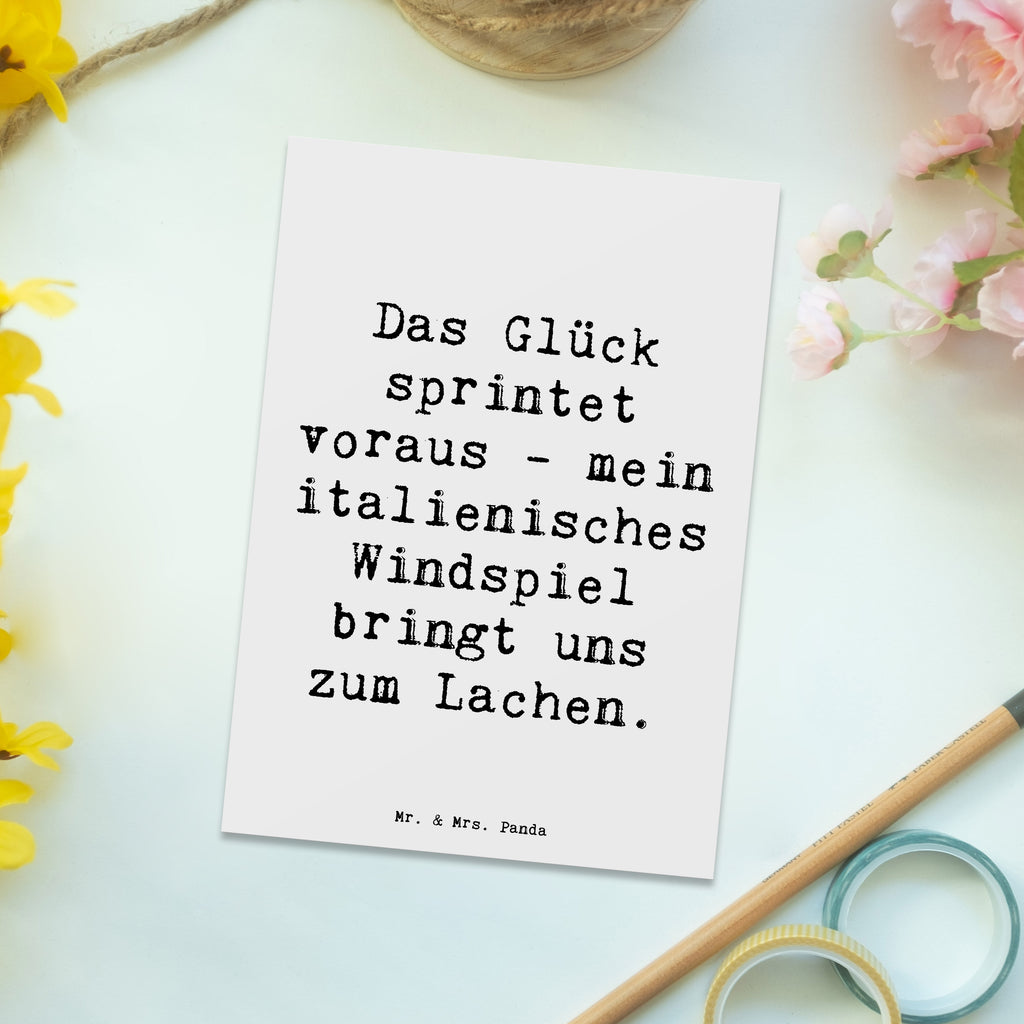 Postkarte Spruch Italienisches Windspiel Glück Einladung, Karte, Geschenkkarte, Ansichtskarten, Grußkarte, Postkarte, Einladungskarten Geburtstag, Dankeskarte, Einladung Geburtstag, Geburtstagskarte, Einladungskarte, Ansichtskarte, Hund, Hunderasse, Rassehund, Hundebesitzer, Geschenk, Tierfreund, Schenken, Welpe
