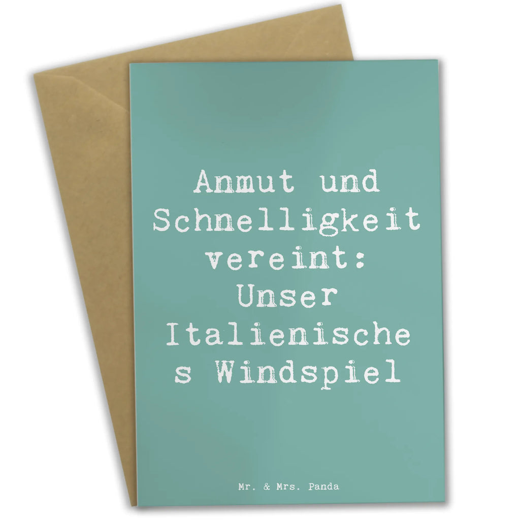 Greetings card Saying Anmut und Schnelligkeit vereint: Unser Italienisches Windspiel Grußkarte, Hochzeitskarte, Karte, Einladungskarte, Ansichtskarten, Geburtstagskarte, Klappkarte, Glückwunschkarte, Hund, Hunderasse, Rassehund, Hundebesitzer, Geschenk, Tierfreund, Schenken, Welpe