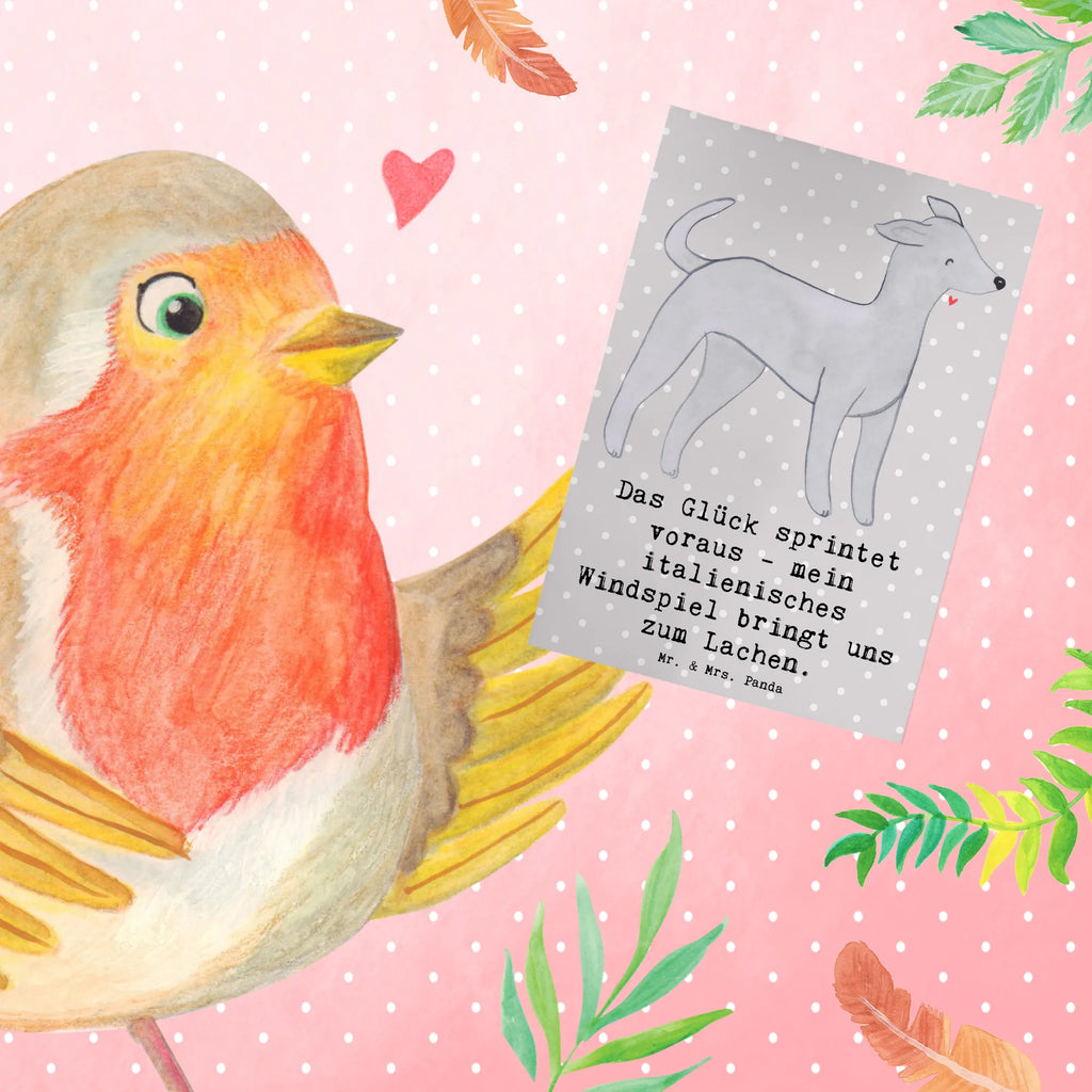 Greetings card Das Glück sprintet voraus - mein italienisches Windspiel bringt uns zum Lachen. Ansichtskarten, Hochzeitskarte, Geburtstagskarte, Einladungskarte, Glückwunschkarte, Klappkarte, Karte, Grußkarte, Hund, Hunderasse, Rassehund, Hundebesitzer, Geschenk, Tierfreund, Schenken, Welpe