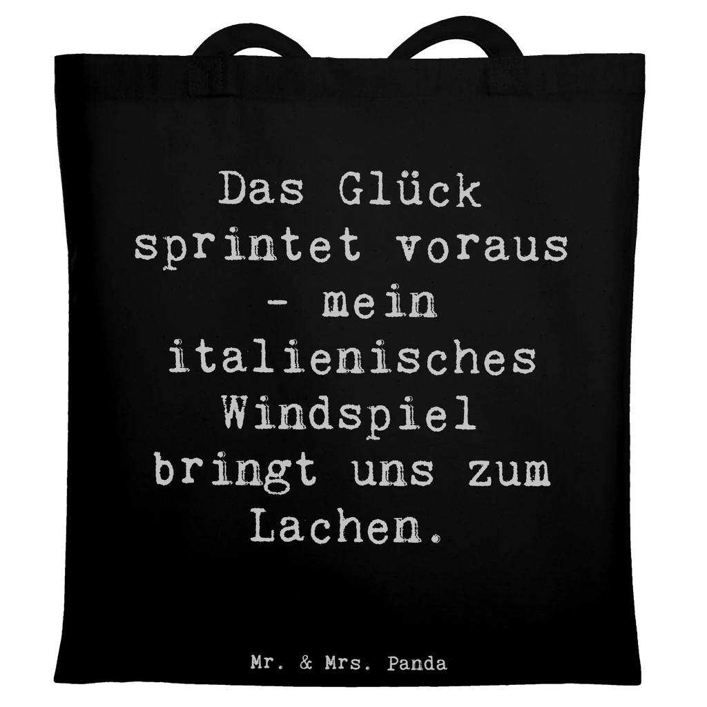 Tote bag Saying Das Glück sprintet voraus - mein italienisches Windspiel bringt uns zum Lachen. Strandtasche, Jutebeutel, Beuteltasche, Tragetasche, Badetasche, Einkaufstasche, Beutel, Tasche, Laptoptasche, Umhängetasche, Schultertasche, Stofftasche, Jutetasche, Stoffbeutel, Shopper, Einkaufstüte, Hund, Hunderasse, Rassehund, Hundebesitzer, Geschenk, Tierfreund, Schenken, Welpe