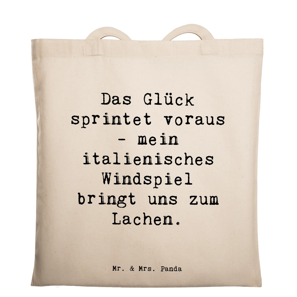 Tote bag Saying Das Glück sprintet voraus - mein italienisches Windspiel bringt uns zum Lachen. Strandtasche, Jutebeutel, Beuteltasche, Tragetasche, Badetasche, Einkaufstasche, Beutel, Tasche, Laptoptasche, Umhängetasche, Schultertasche, Stofftasche, Jutetasche, Stoffbeutel, Shopper, Einkaufstüte, Hund, Hunderasse, Rassehund, Hundebesitzer, Geschenk, Tierfreund, Schenken, Welpe