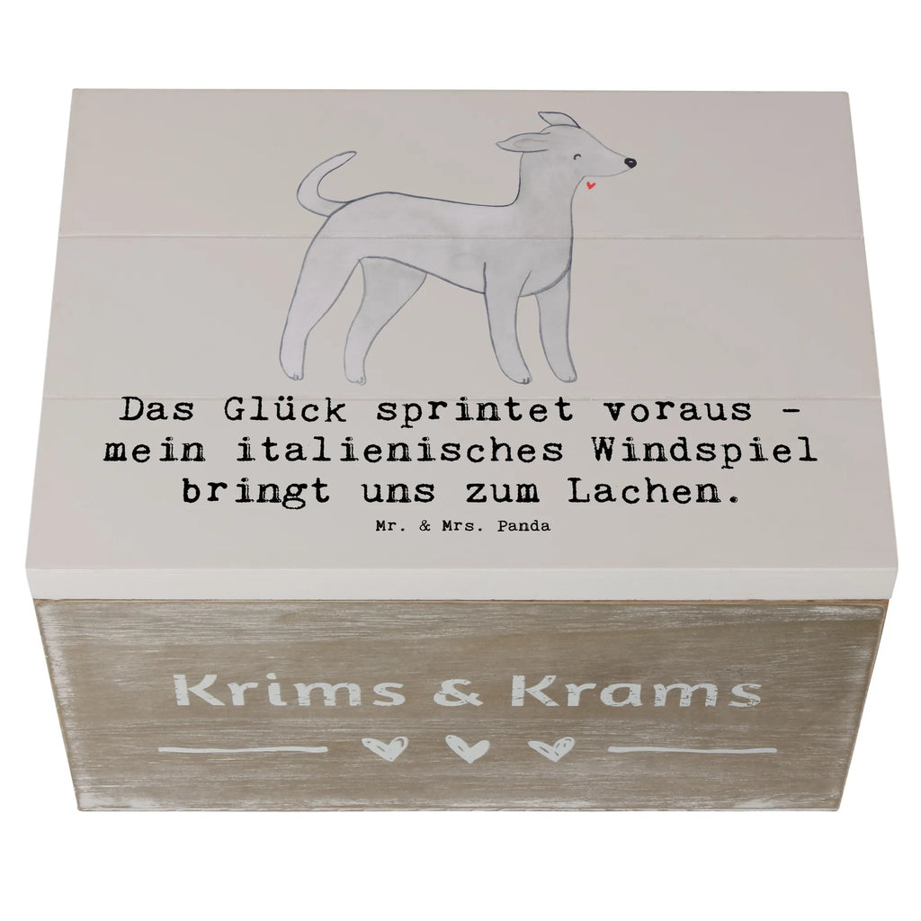 Wooden chest Das Glück sprintet voraus - mein italienisches Windspiel bringt uns zum Lachen. Kiste, Holzkiste, Erinnerungsbox, Geschenkbox, Schatulle, Geschenkdose, XXL, Erinnerungskiste, Truhe, Schatzkiste, Aufbewahrungsbox, Dekokiste, Hund, Hunderasse, Rassehund, Hundebesitzer, Geschenk, Tierfreund, Schenken, Welpe