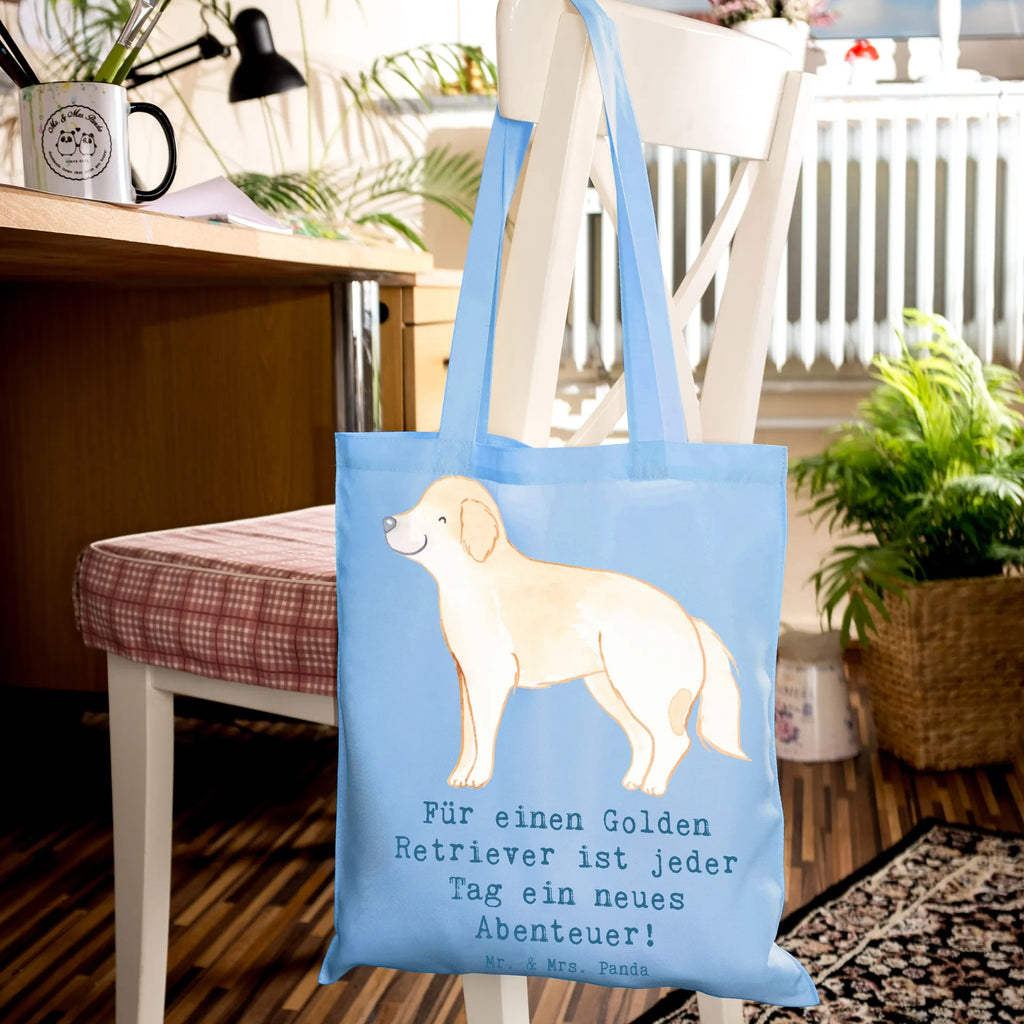 Tragetasche Golden Retriever Abenteuer Jutebeutel, Beuteltasche, Beutel, Stoffbeutel, Shopper, Einkaufstüte, Tragetasche, Strandtasche, Schultertasche, Tasche, Badetasche, Umhängetasche, Laptoptasche, Einkaufstasche, Stofftasche, Jutetasche, Hund, Hunderasse, Rassehund, Hundebesitzer, Geschenk, Tierfreund, Schenken, Welpe