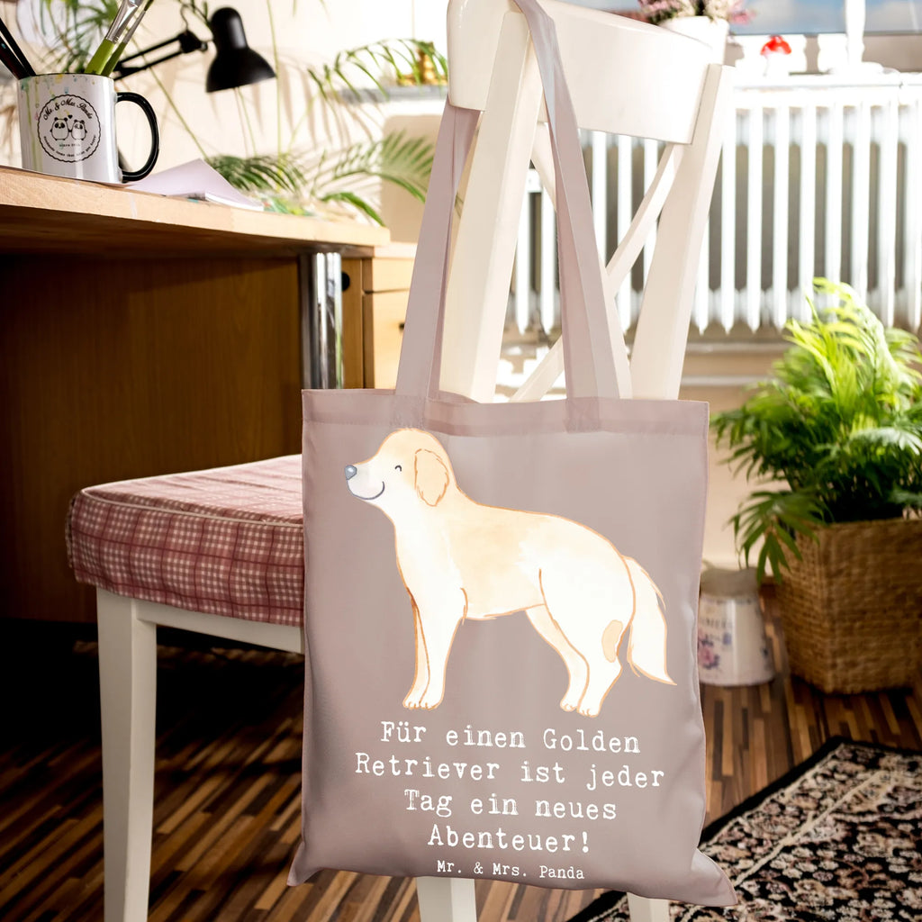 Tragetasche Golden Retriever Abenteuer Jutebeutel, Beuteltasche, Beutel, Stoffbeutel, Shopper, Einkaufstüte, Tragetasche, Strandtasche, Schultertasche, Tasche, Badetasche, Umhängetasche, Laptoptasche, Einkaufstasche, Stofftasche, Jutetasche, Hund, Hunderasse, Rassehund, Hundebesitzer, Geschenk, Tierfreund, Schenken, Welpe