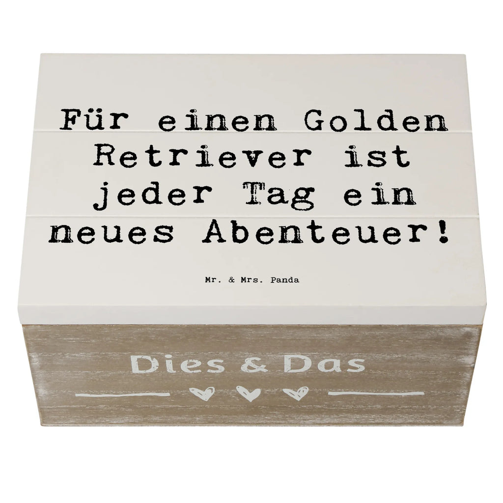 Holzkiste Spruch Golden Retriever Abenteuer Dekokiste, Kiste, Aufbewahrungsbox, XXL, Truhe, Holzkiste, Geschenkdose, Schatzkiste, Erinnerungsbox, Geschenkbox, Erinnerungskiste, Schatulle, Hund, Hunderasse, Rassehund, Hundebesitzer, Geschenk, Tierfreund, Schenken, Welpe