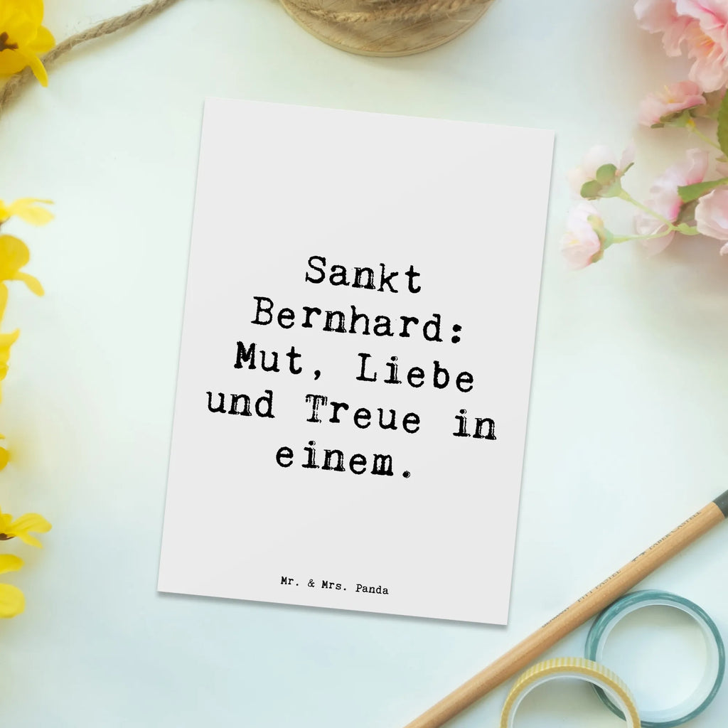 Postcard Saying Sankt Bernhard: Mut, Liebe und Treue in einem. Einladung Geburtstag, Ansichtskarten, Postkarte, Einladungskarten Geburtstag, Geschenkkarte, Karte, Dankeskarte, Geburtstagskarte, Einladungskarte, Einladung, Grußkarte, Ansichtskarte, Hund, Hunderasse, Rassehund, Hundebesitzer, Geschenk, Tierfreund, Schenken, Welpe