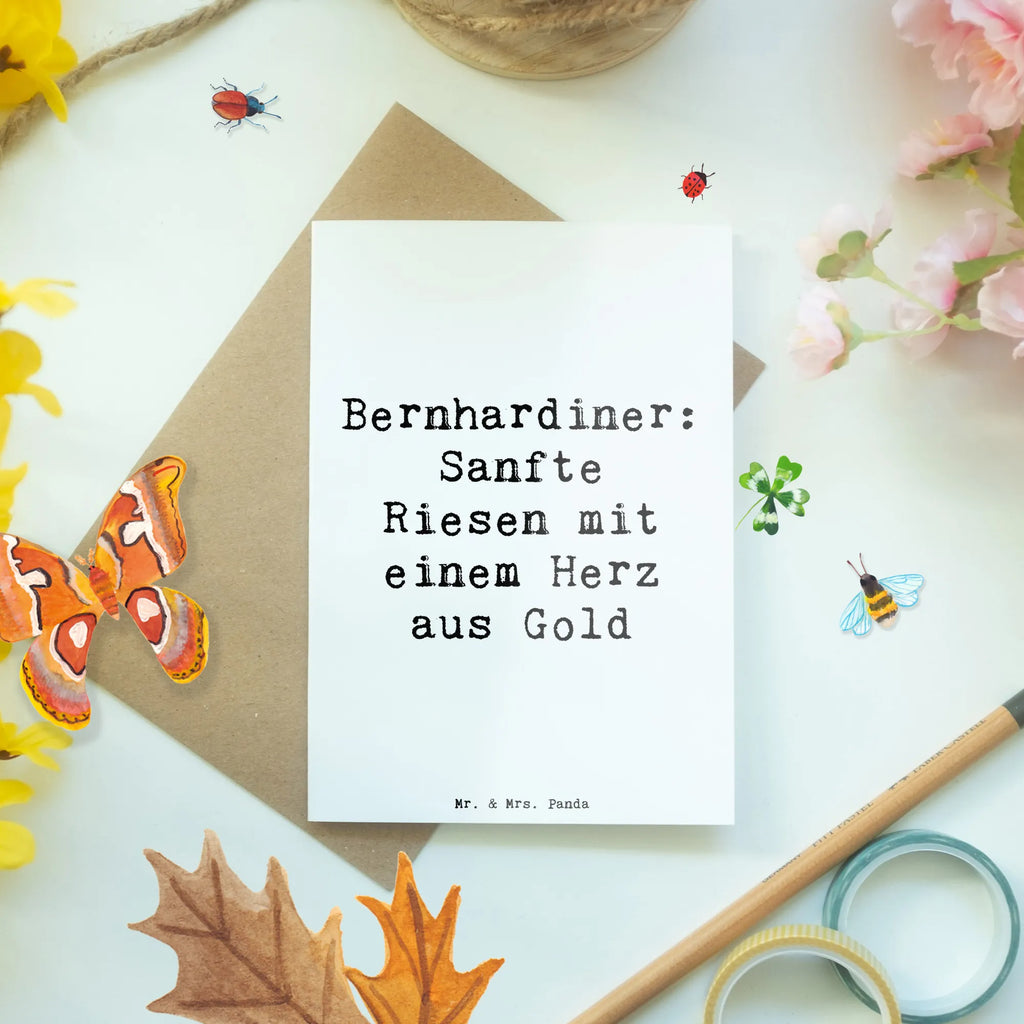 Greetings card Saying Bernhardiner: Sanfte Riesen mit einem Herz aus Gold Klappkarte, Geburtstagskarte, Karte, Hochzeitskarte, Ansichtskarten, Glückwunschkarte, Grußkarte, Einladungskarte, Hund, Hunderasse, Rassehund, Hundebesitzer, Geschenk, Tierfreund, Schenken, Welpe