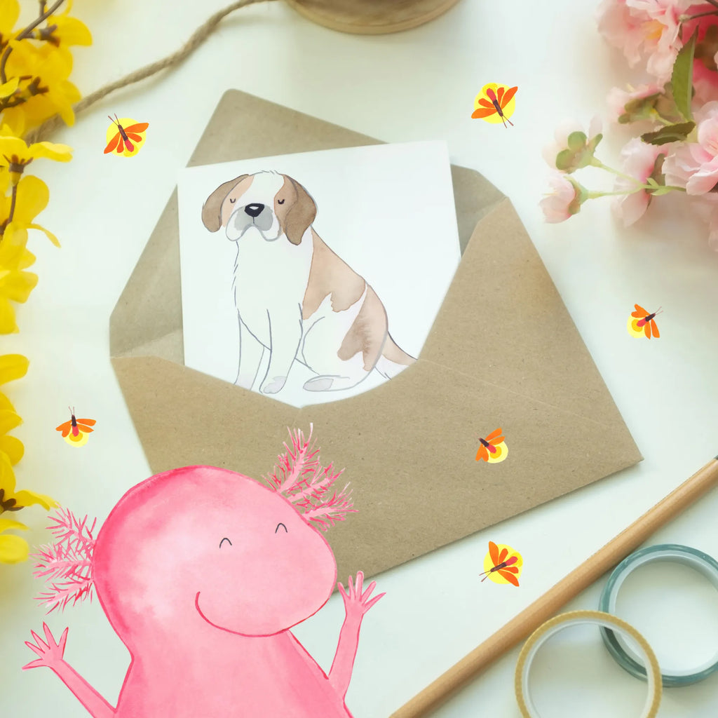 Greetings card Sankt Bernhard: Mut, Liebe und Treue in einem. Karte, Hochzeitskarte, Ansichtskarten, Geburtstagskarte, Klappkarte, Grußkarte, Einladungskarte, Glückwunschkarte, Hund, Hunderasse, Rassehund, Hundebesitzer, Geschenk, Tierfreund, Schenken, Welpe