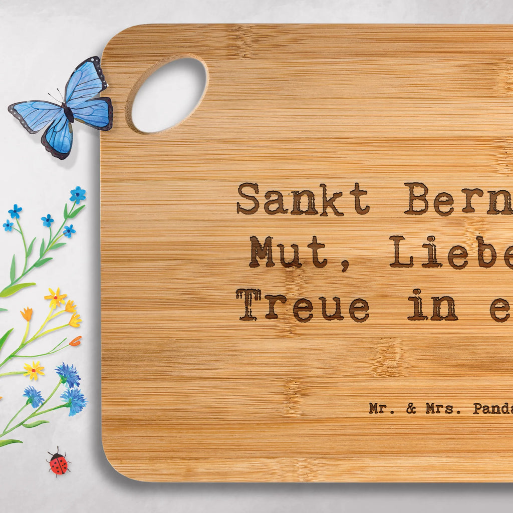 Bamboo chopping board Saying Sankt Bernhard: Mut, Liebe und Treue in einem. slices, dulcimer, robust, bamboo, kitchen, wood, breakfast, board, cutting block, breakfast board, kitchen board, carving board, cutting board, engraving, solid, nature, Dog, dog breed, purebred dog, dog owner, gift, animal lover, giving, puppy