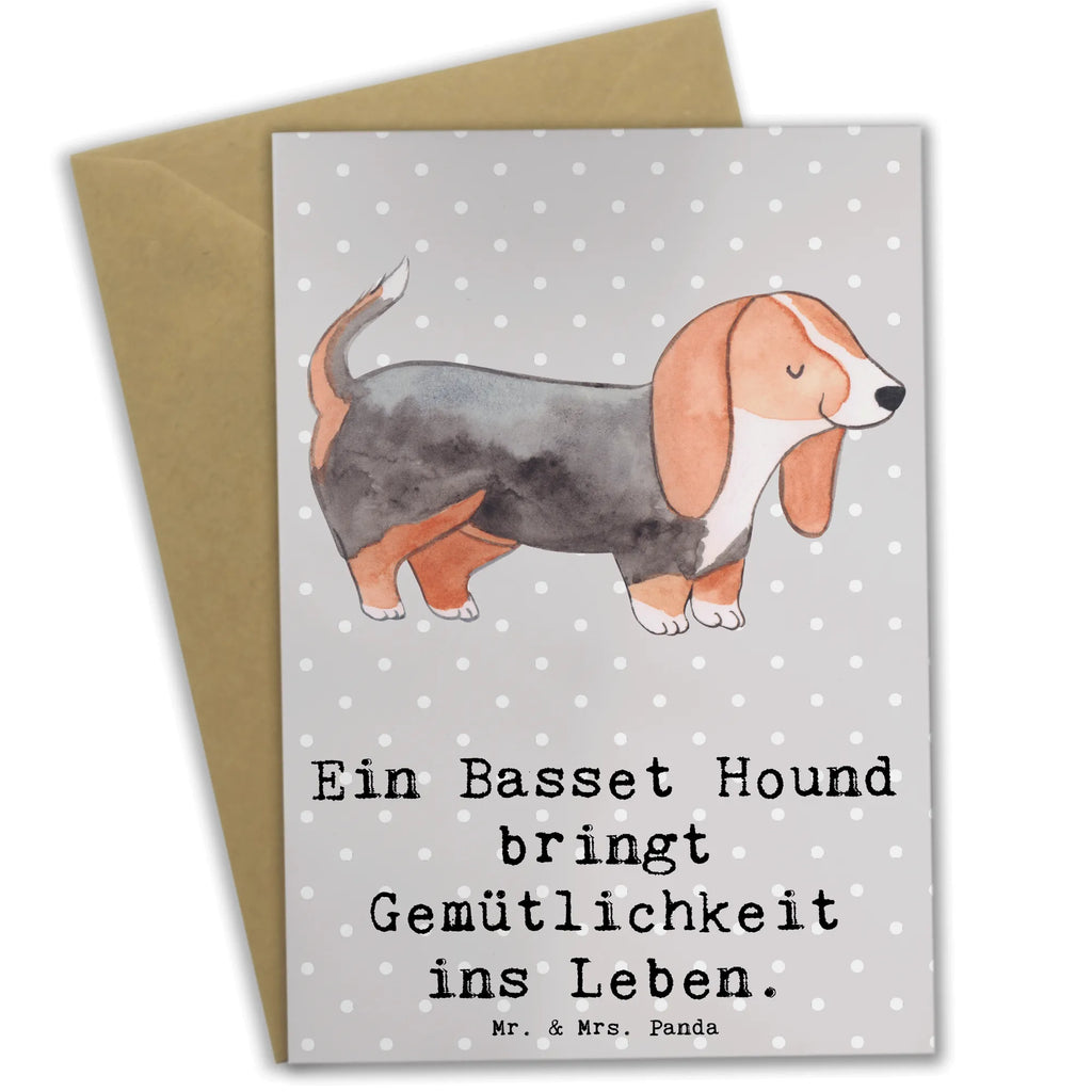 Greetings card Ein Basset Hound bringt Gemütlichkeit ins Leben. Glückwunschkarte, Karte, Einladungskarte, Klappkarte, Hochzeitskarte, Grußkarte, Geburtstagskarte, Ansichtskarten, Hund, Hunderasse, Rassehund, Hundebesitzer, Geschenk, Tierfreund, Schenken, Welpe