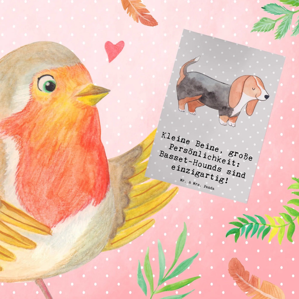 Greetings card Kleine Beine, große Persönlichkeit: Basset-Hounds sind einzigartig! Geburtstagskarte, Klappkarte, Glückwunschkarte, Einladungskarte, Karte, Ansichtskarten, Grußkarte, Hochzeitskarte, Hund, Hunderasse, Rassehund, Hundebesitzer, Geschenk, Tierfreund, Schenken, Welpe