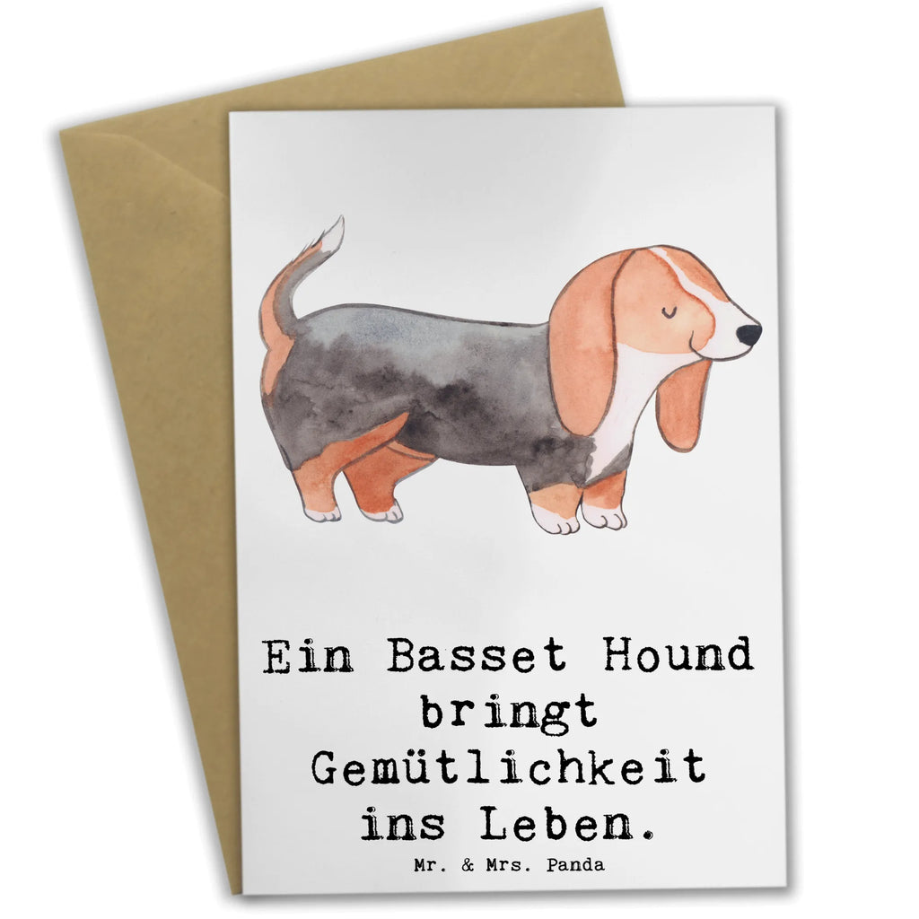 Greetings card Ein Basset Hound bringt Gemütlichkeit ins Leben. Glückwunschkarte, Karte, Einladungskarte, Klappkarte, Hochzeitskarte, Grußkarte, Geburtstagskarte, Ansichtskarten, Hund, Hunderasse, Rassehund, Hundebesitzer, Geschenk, Tierfreund, Schenken, Welpe