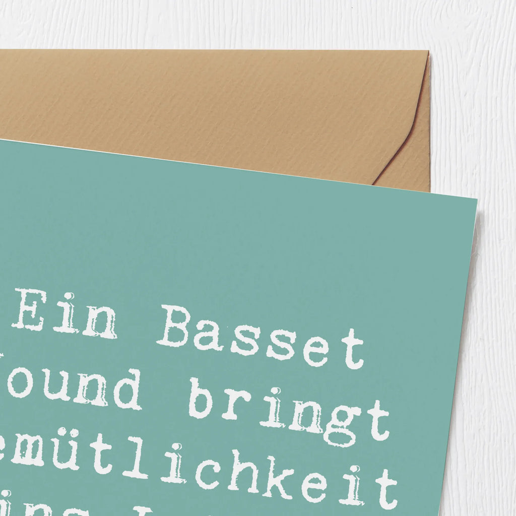 Deluxe Karte Spruch Basset Hound Gemütlichkeit Grußkarte, Karte, Einladungskarte, Geburtstagskarte, Hochwertige Grußkarte, Glückwunschkarte, Hochzeitskarte, Klappkarte, Hochwertige Klappkarte, Hund, Hunderasse, Rassehund, Hundebesitzer, Geschenk, Tierfreund, Schenken, Welpe