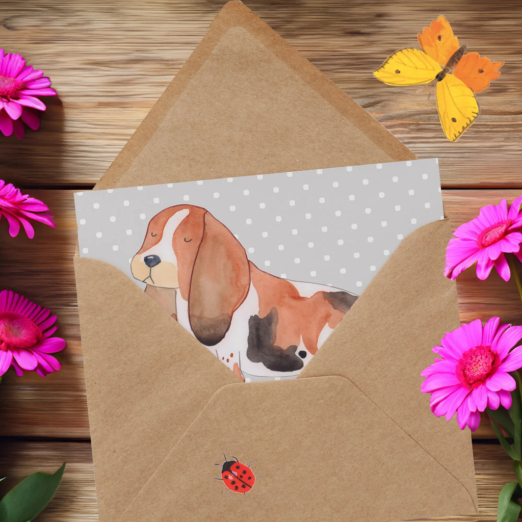 Deluxe Karte Basset Hound Freund Hochwertige Klappkarte, Karte, Klappkarte, Geburtstagskarte, Hochwertige Grußkarte, Einladungskarte, Glückwunschkarte, Grußkarte, Hochzeitskarte, Hund, Hunderasse, Rassehund, Hundebesitzer, Geschenk, Tierfreund, Schenken, Welpe