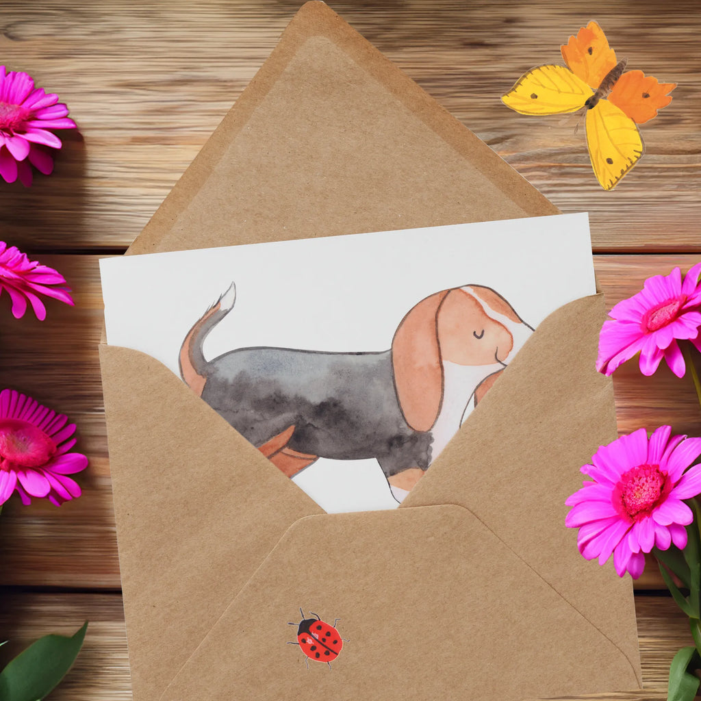 Deluxe Karte Basset Hound Persönlichkeit Hochzeitskarte, Karte, Klappkarte, Grußkarte, Hochwertige Klappkarte, Hochwertige Grußkarte, Glückwunschkarte, Einladungskarte, Geburtstagskarte, Hund, Hunderasse, Rassehund, Hundebesitzer, Geschenk, Tierfreund, Schenken, Welpe