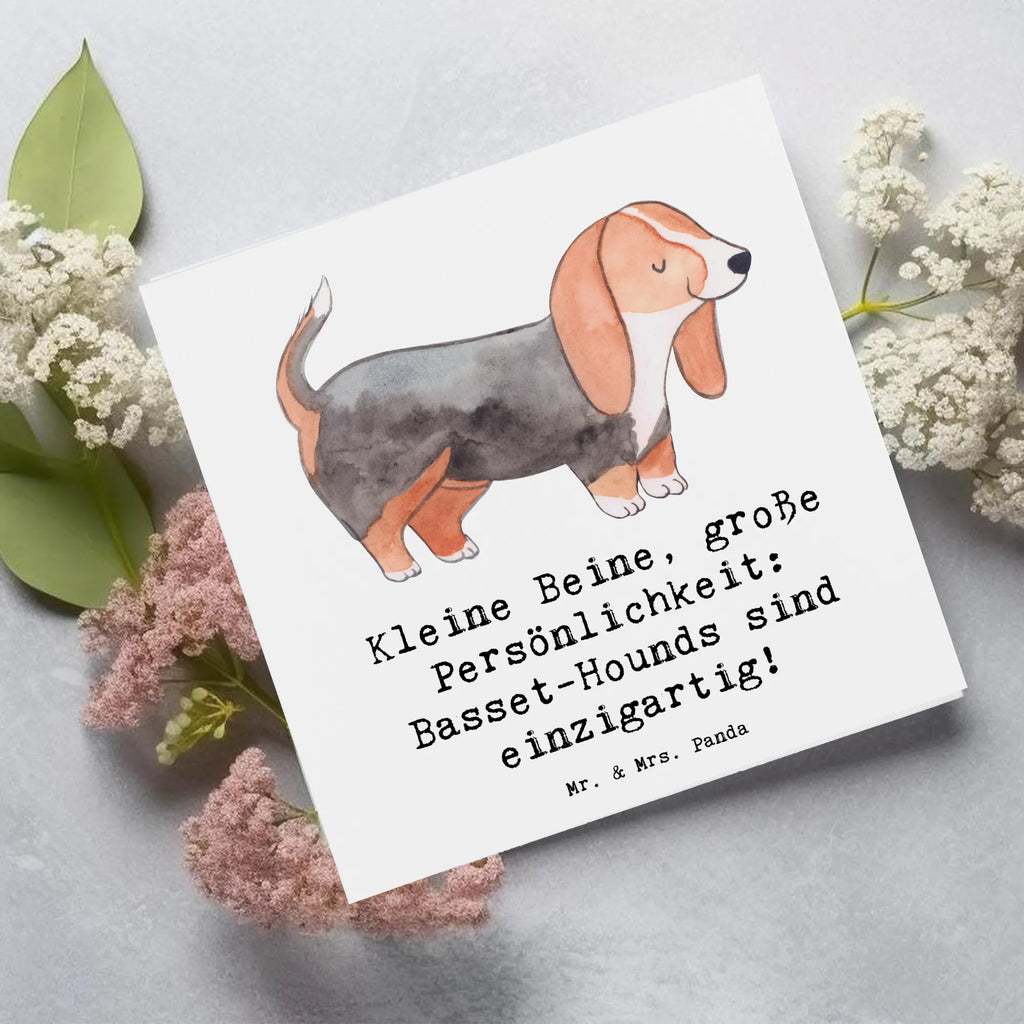 Deluxe Karte Basset Hound Persönlichkeit Hochzeitskarte, Karte, Klappkarte, Grußkarte, Hochwertige Klappkarte, Hochwertige Grußkarte, Glückwunschkarte, Einladungskarte, Geburtstagskarte, Hund, Hunderasse, Rassehund, Hundebesitzer, Geschenk, Tierfreund, Schenken, Welpe