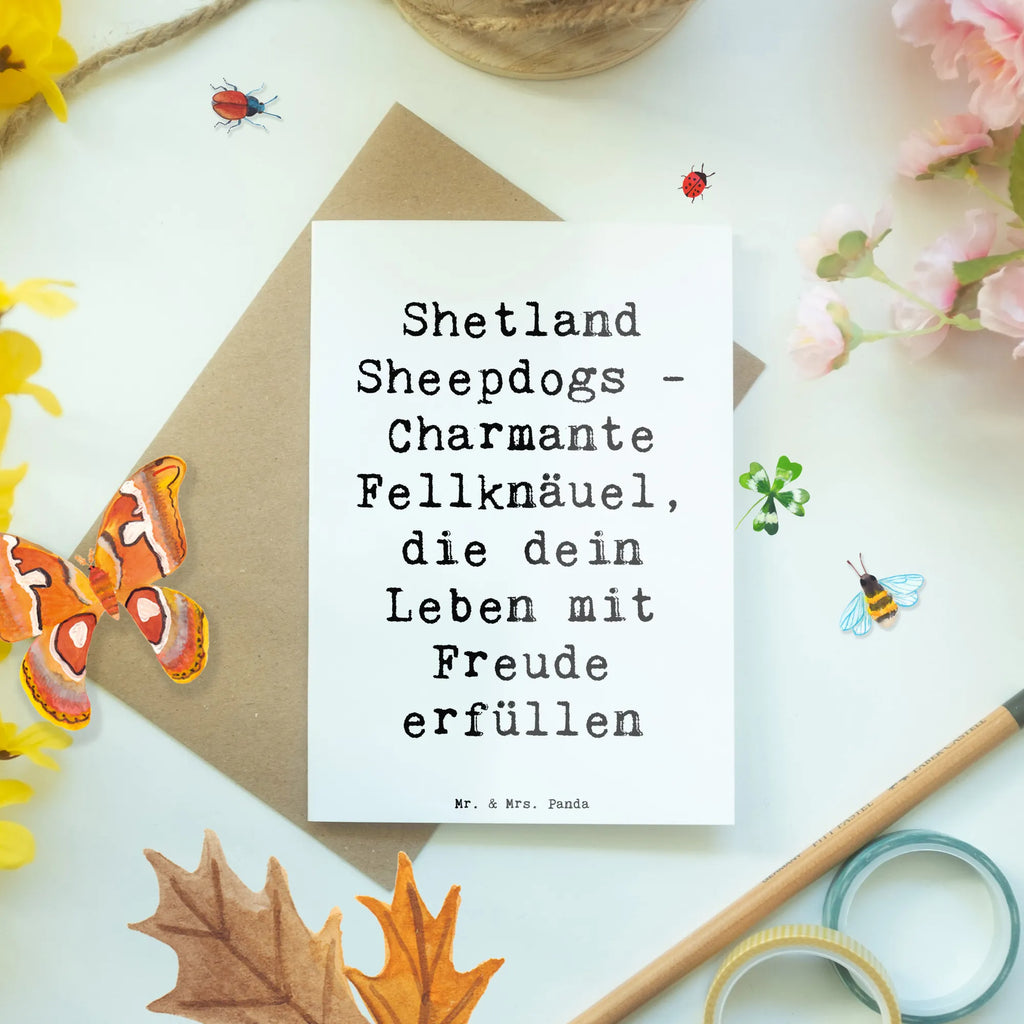 Greetings card Saying Shetland Sheepdogs - Charmante Fellknäuel, die dein Leben mit Freude erfüllen Ansichtskarten, Karte, Grußkarte, Klappkarte, Hochzeitskarte, Geburtstagskarte, Glückwunschkarte, Einladungskarte, Hund, Hunderasse, Rassehund, Hundebesitzer, Geschenk, Tierfreund, Schenken, Welpe