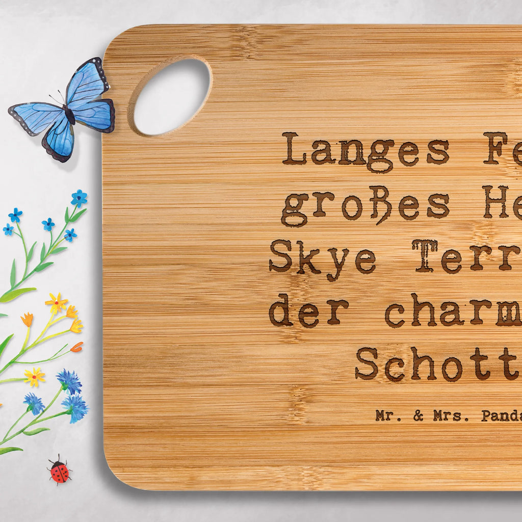 Bambus - deska do krojenia Przysłowie Langes Fell, großes Herz: Skye Terrier, der charmante Schotte Pies, rasa psa, pies rasowy, właściciel psa, prezent, miłośnik zwierząt, dawanie, szczeniak