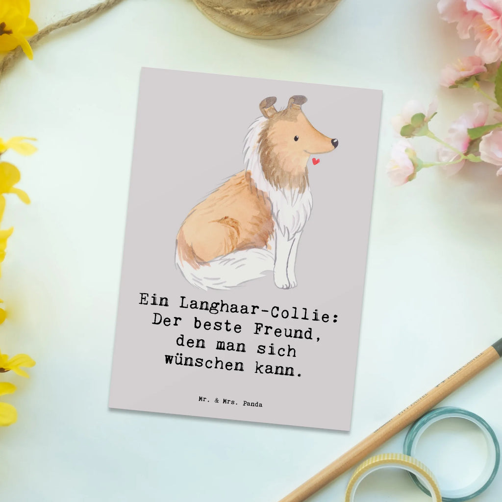 Postcard Ein Langhaar-Collie: Der beste Freund, den man sich wünschen kann. Ansichtskarte, Geschenkkarte, Karte, Postkarte, Dankeskarte, Ansichtskarten, Einladung Geburtstag, Grußkarte, Einladungskarten Geburtstag, Einladungskarte, Geburtstagskarte, Einladung, Hund, Hunderasse, Rassehund, Hundebesitzer, Geschenk, Tierfreund, Schenken, Welpe