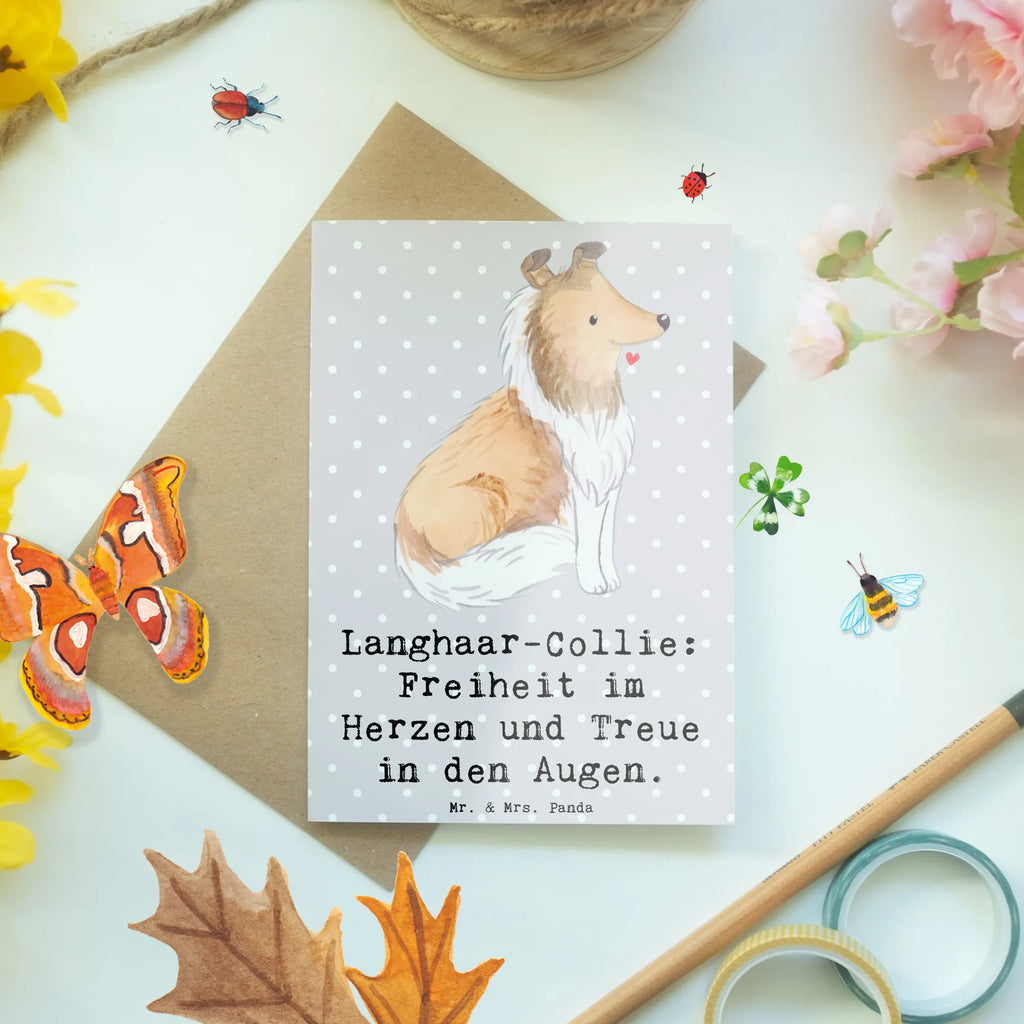Grußkarte Langhaar Collie Treue Glückwunschkarte, Klappkarte, Ansichtskarten, Karte, Grußkarte, Einladungskarte, Hochzeitskarte, Geburtstagskarte, Hund, Hunderasse, Rassehund, Hundebesitzer, Geschenk, Tierfreund, Schenken, Welpe