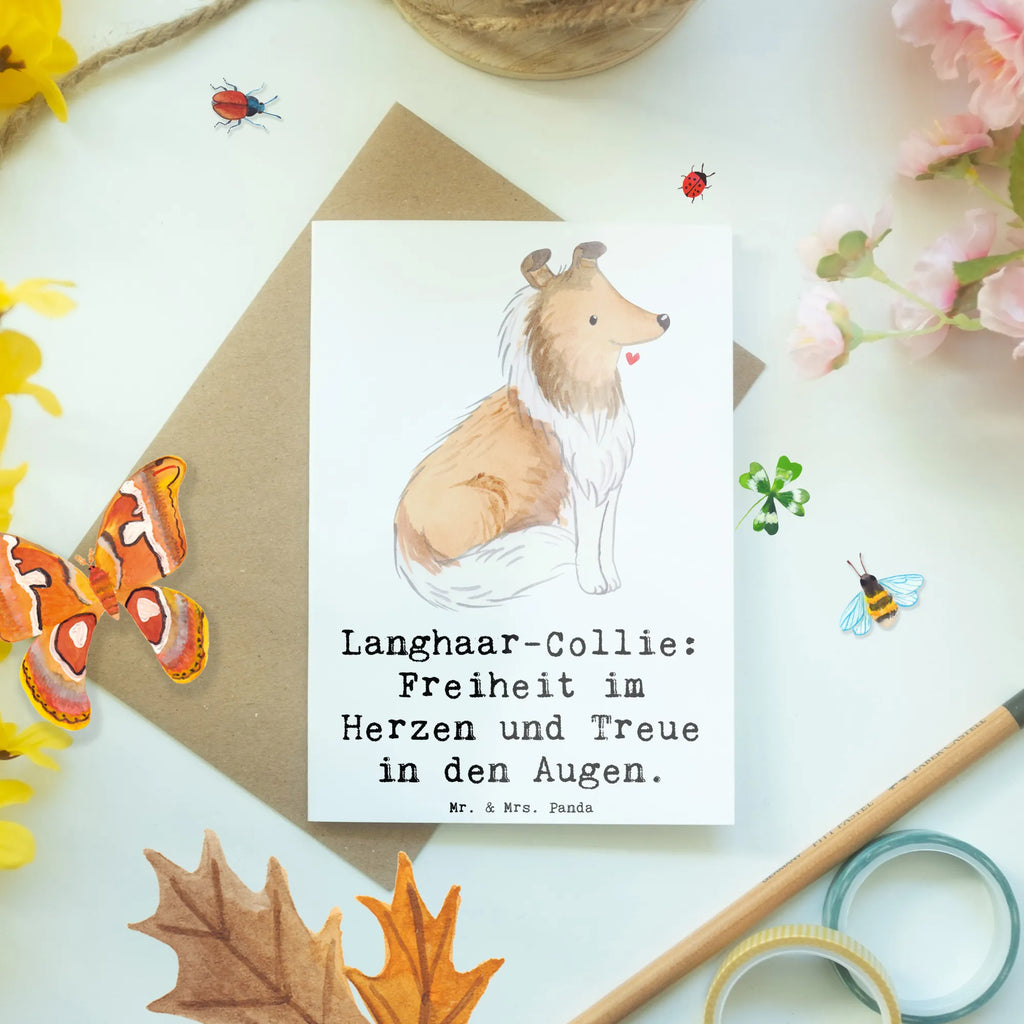Grußkarte Langhaar Collie Treue Glückwunschkarte, Klappkarte, Ansichtskarten, Karte, Grußkarte, Einladungskarte, Hochzeitskarte, Geburtstagskarte, Hund, Hunderasse, Rassehund, Hundebesitzer, Geschenk, Tierfreund, Schenken, Welpe