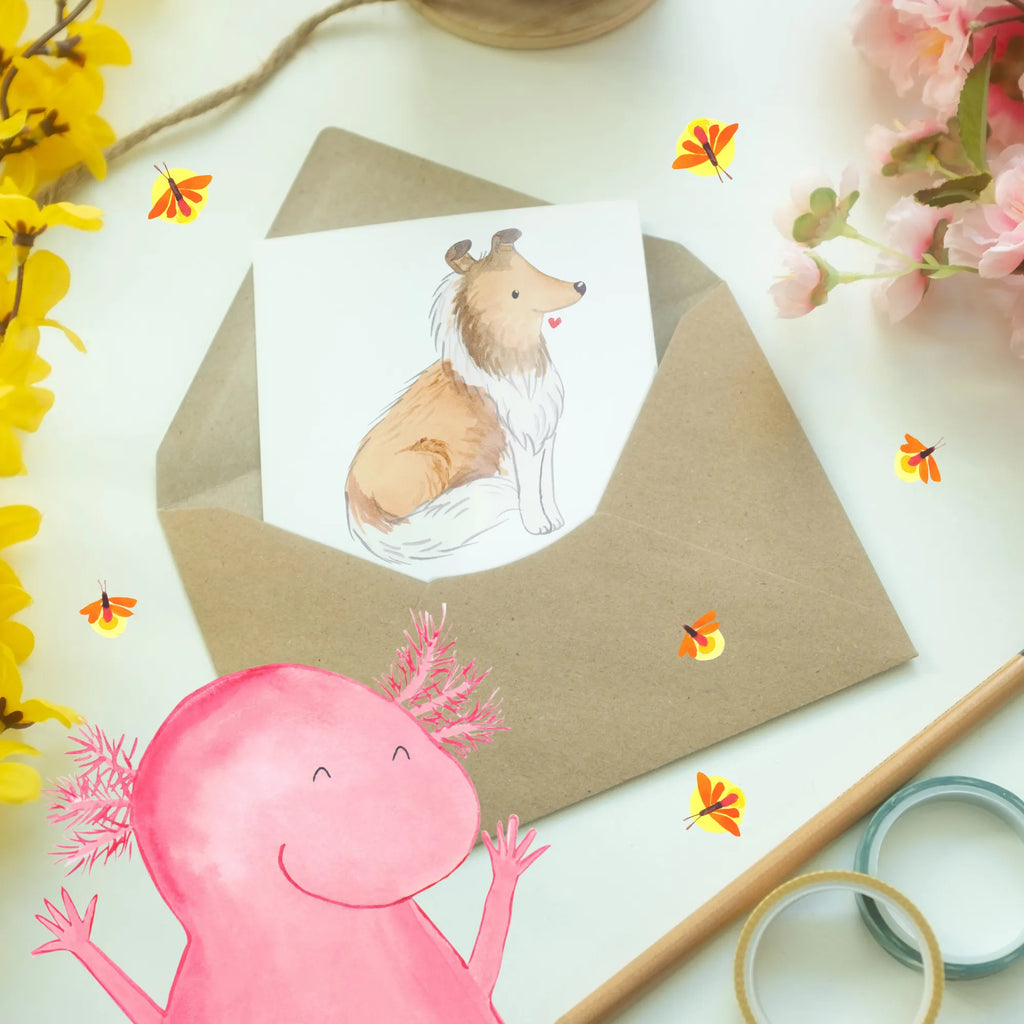 Grußkarte Langhaar Collie Treue Glückwunschkarte, Klappkarte, Ansichtskarten, Karte, Grußkarte, Einladungskarte, Hochzeitskarte, Geburtstagskarte, Hund, Hunderasse, Rassehund, Hundebesitzer, Geschenk, Tierfreund, Schenken, Welpe