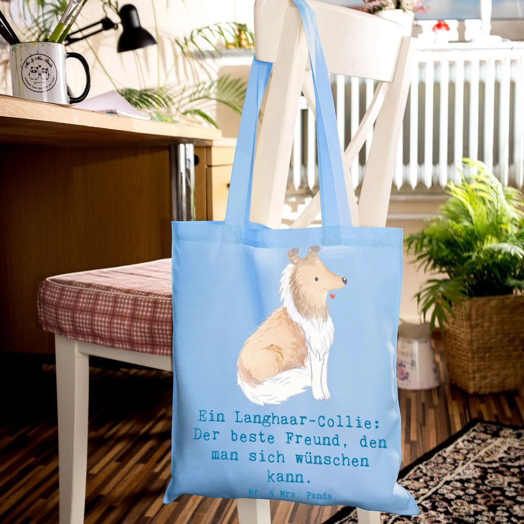 Tote bag Ein Langhaar-Collie: Der beste Freund, den man sich wünschen kann. Beutel, Einkaufstüte, Beuteltasche, Jutetasche, Tasche, Tragetasche, Badetasche, Einkaufstasche, Umhängetasche, Jutebeutel, Shopper, Stofftasche, Strandtasche, Schultertasche, Laptoptasche, Stoffbeutel, Hund, Hunderasse, Rassehund, Hundebesitzer, Geschenk, Tierfreund, Schenken, Welpe