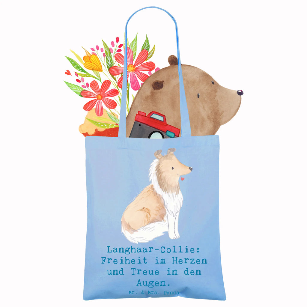 Tragetasche Langhaar Collie Treue Stofftasche, Shopper, Schultertasche, Einkaufstasche, Beuteltasche, Beutel, Laptoptasche, Einkaufstüte, Badetasche, Umhängetasche, Stoffbeutel, Jutebeutel, Tragetasche, Tasche, Strandtasche, Jutetasche, Hund, Hunderasse, Rassehund, Hundebesitzer, Geschenk, Tierfreund, Schenken, Welpe