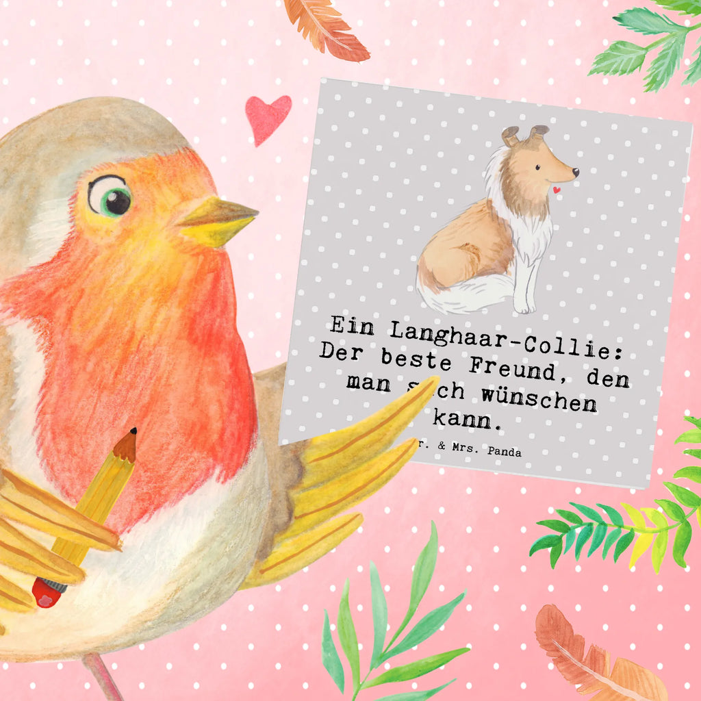Deluxe Karte Langhaar Collie Freund Klappkarte, Einladungskarte, Karte, Hochwertige Grußkarte, Hochwertige Klappkarte, Grußkarte, Hochzeitskarte, Geburtstagskarte, Glückwunschkarte, Hund, Hunderasse, Rassehund, Hundebesitzer, Geschenk, Tierfreund, Schenken, Welpe
