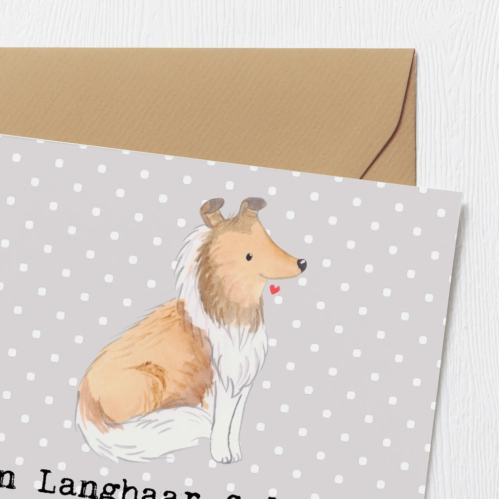 Deluxe Karte Langhaar Collie Freund Klappkarte, Einladungskarte, Karte, Hochwertige Grußkarte, Hochwertige Klappkarte, Grußkarte, Hochzeitskarte, Geburtstagskarte, Glückwunschkarte, Hund, Hunderasse, Rassehund, Hundebesitzer, Geschenk, Tierfreund, Schenken, Welpe