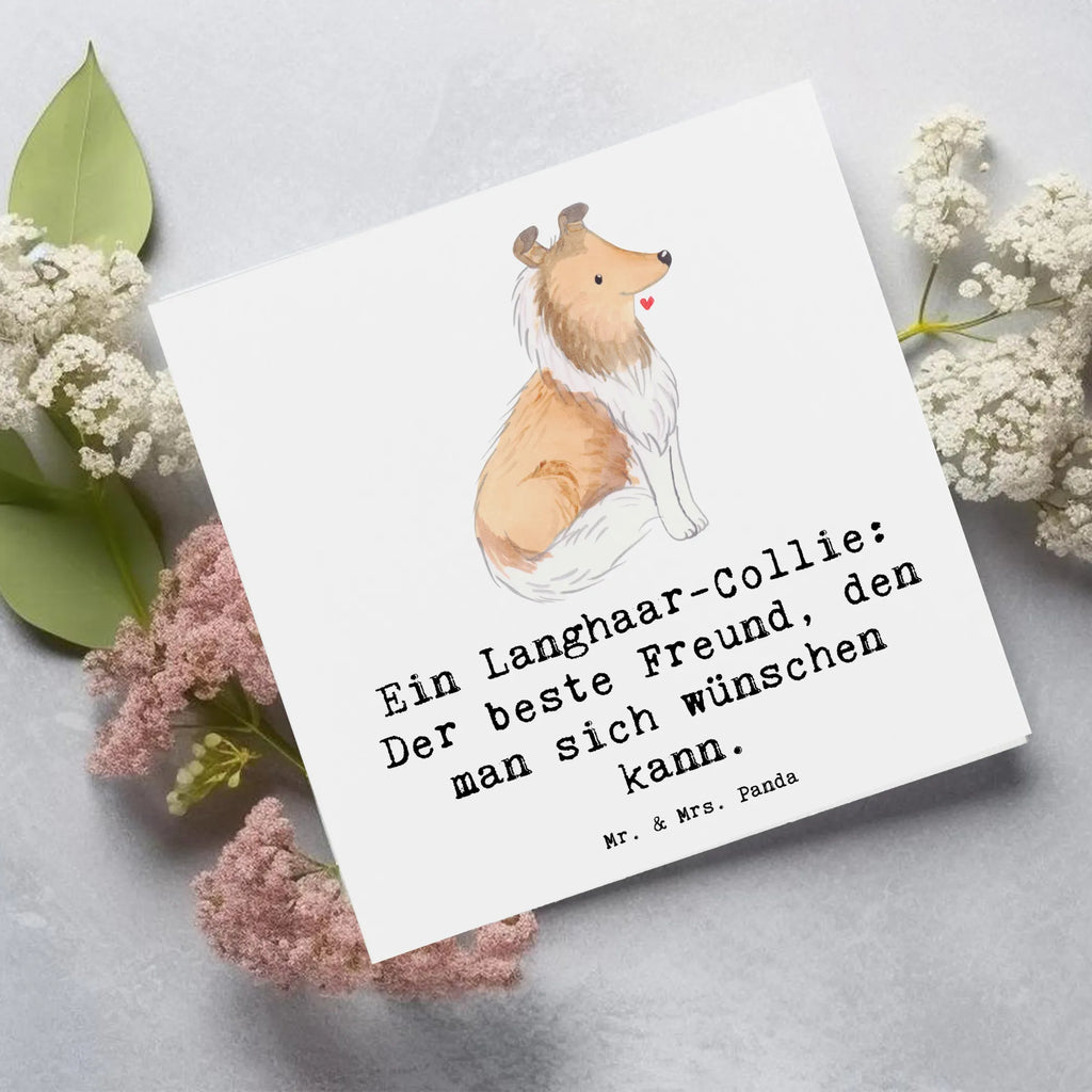 Deluxe Karte Langhaar Collie Freund Klappkarte, Einladungskarte, Karte, Hochwertige Grußkarte, Hochwertige Klappkarte, Grußkarte, Hochzeitskarte, Geburtstagskarte, Glückwunschkarte, Hund, Hunderasse, Rassehund, Hundebesitzer, Geschenk, Tierfreund, Schenken, Welpe