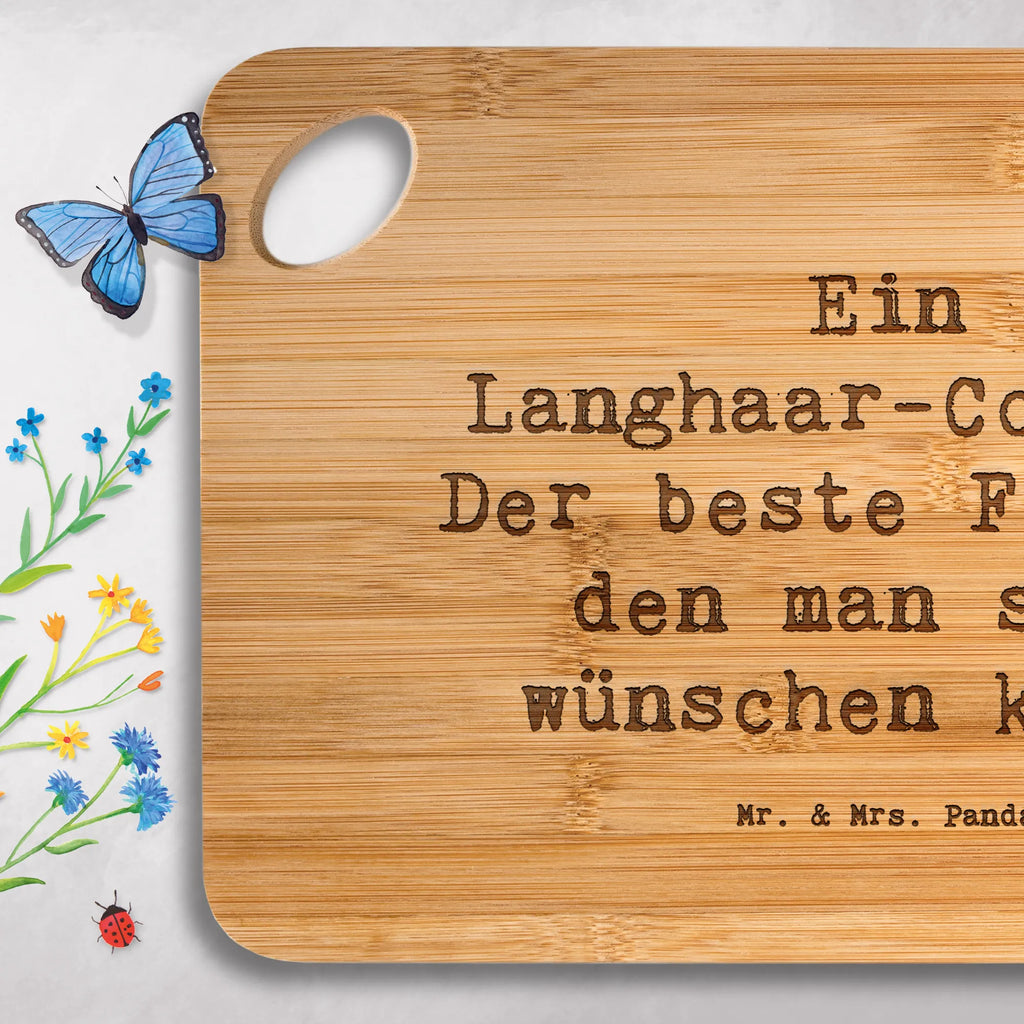Bambus - deska do krojenia Przysłowie Ein Langhaar-Collie: Der beste Freund, den man sich wünschen kann. Pies, rasa psa, pies rasowy, właściciel psa, prezent, miłośnik zwierząt, dawanie, szczeniak