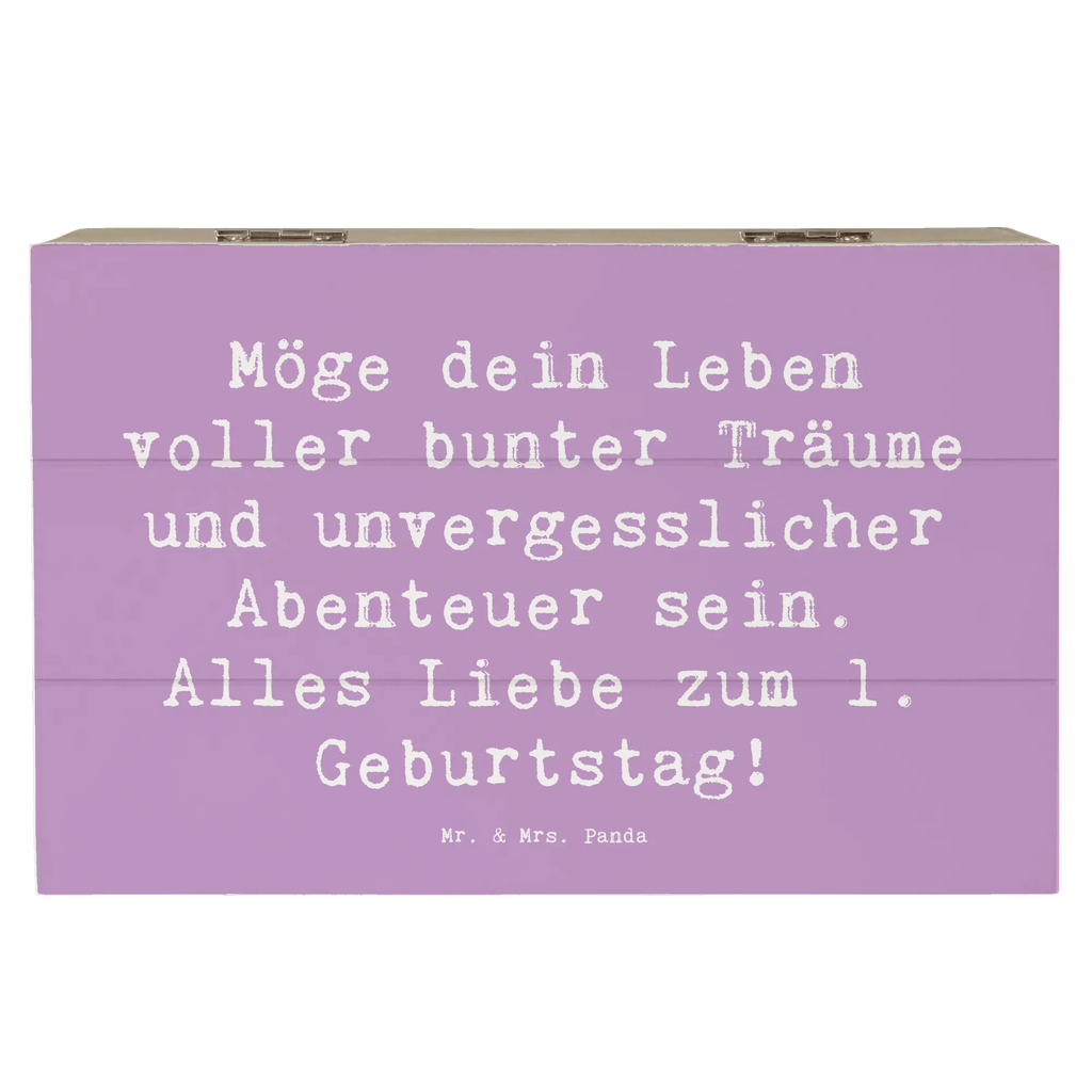 Wooden chest Saying Möge dein Leben voller bunter Träume und unvergesslicher Abenteuer sein. Alles Liebe zum 1. Geburtstag! Schatulle, Kiste, Geschenkbox, Holzkiste, Truhe, Erinnerungsbox, Erinnerungskiste, Aufbewahrungsbox, Dekokiste, Schatzkiste, XXL, Geschenkdose, Geburtstag, Geburtstagsgeschenk, Geschenk
