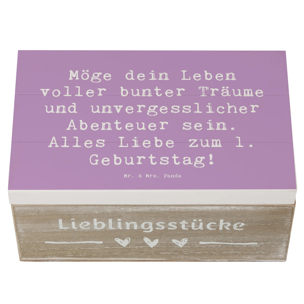 Wooden chest Saying Möge dein Leben voller bunter Träume und unvergesslicher Abenteuer sein. Alles Liebe zum 1. Geburtstag! Schatulle, Kiste, Geschenkbox, Holzkiste, Truhe, Erinnerungsbox, Erinnerungskiste, Aufbewahrungsbox, Dekokiste, Schatzkiste, XXL, Geschenkdose, Geburtstag, Geburtstagsgeschenk, Geschenk