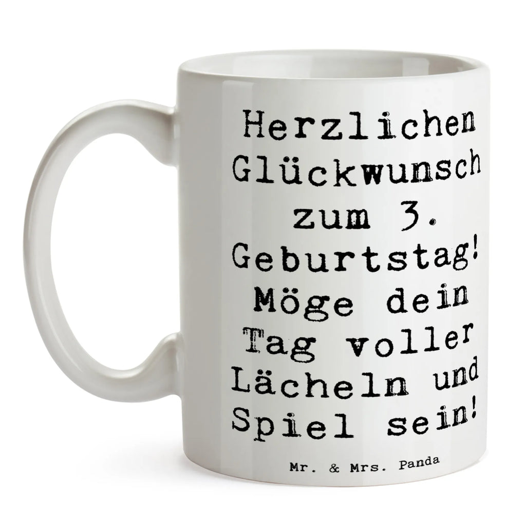 Tasse Spruch 3. Geburtstag Lächeln und Spiel Tasse, Tasse mit Zitaten, Porzellantasse, Geschenktasse, Tasse mit Motiven, Bürotasse, Kaffeetasse, Keramiktasse, Teetasse, Geburtstag, Geburtstagsgeschenk, Geschenk