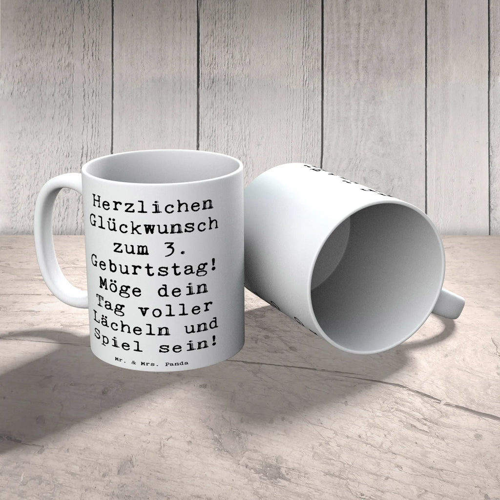 Tasse Spruch 3. Geburtstag Lächeln und Spiel Tasse, Tasse mit Zitaten, Porzellantasse, Geschenktasse, Tasse mit Motiven, Bürotasse, Kaffeetasse, Keramiktasse, Teetasse, Geburtstag, Geburtstagsgeschenk, Geschenk