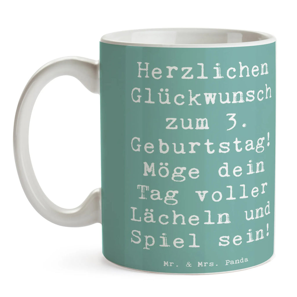 Tasse Spruch 3. Geburtstag Lächeln und Spiel Tasse, Tasse mit Zitaten, Porzellantasse, Geschenktasse, Tasse mit Motiven, Bürotasse, Kaffeetasse, Keramiktasse, Teetasse, Geburtstag, Geburtstagsgeschenk, Geschenk