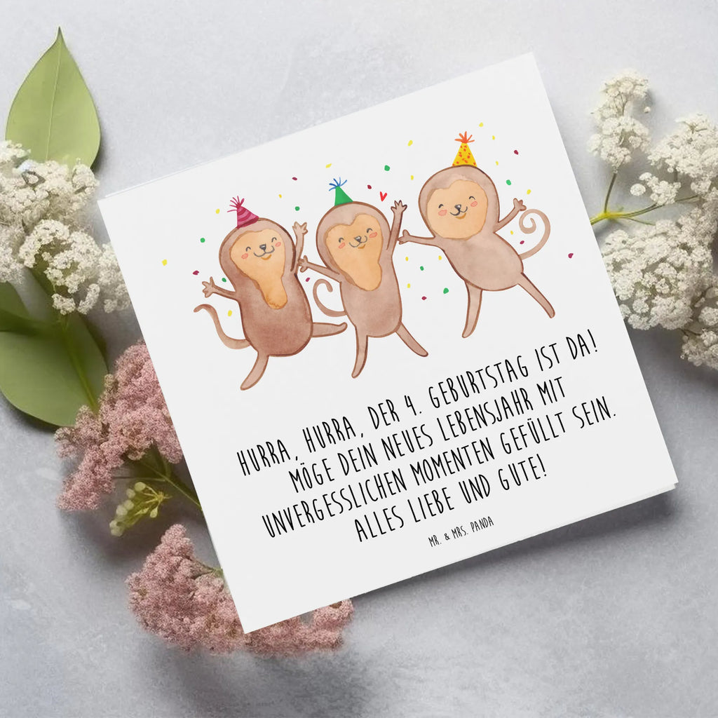 Deluxe Karte 4. Geburtstag Feiern Klappkarte, Hochzeitskarte, Hochwertige Grußkarte, Grußkarte, Glückwunschkarte, Hochwertige Klappkarte, Karte, Einladungskarte, Geburtstagskarte, Geburtstag, Geburtstagsgeschenk, Geschenk