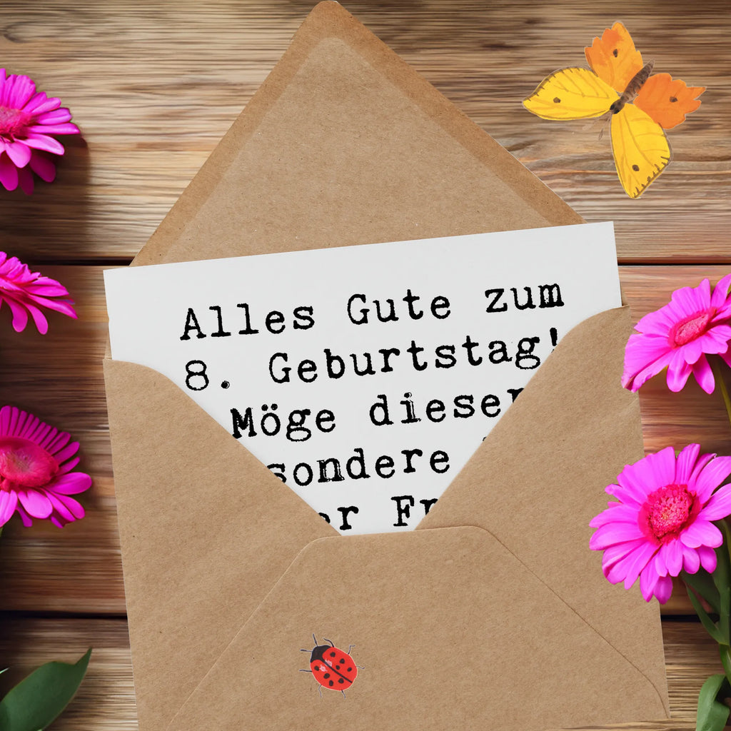 Deluxe Karte Spruch 8. Geburtstag Abenteuer Glückwunschkarte, Geburtstagskarte, Grußkarte, Hochwertige Klappkarte, Einladungskarte, Hochzeitskarte, Klappkarte, Karte, Hochwertige Grußkarte, Geburtstag, Geburtstagsgeschenk, Geschenk