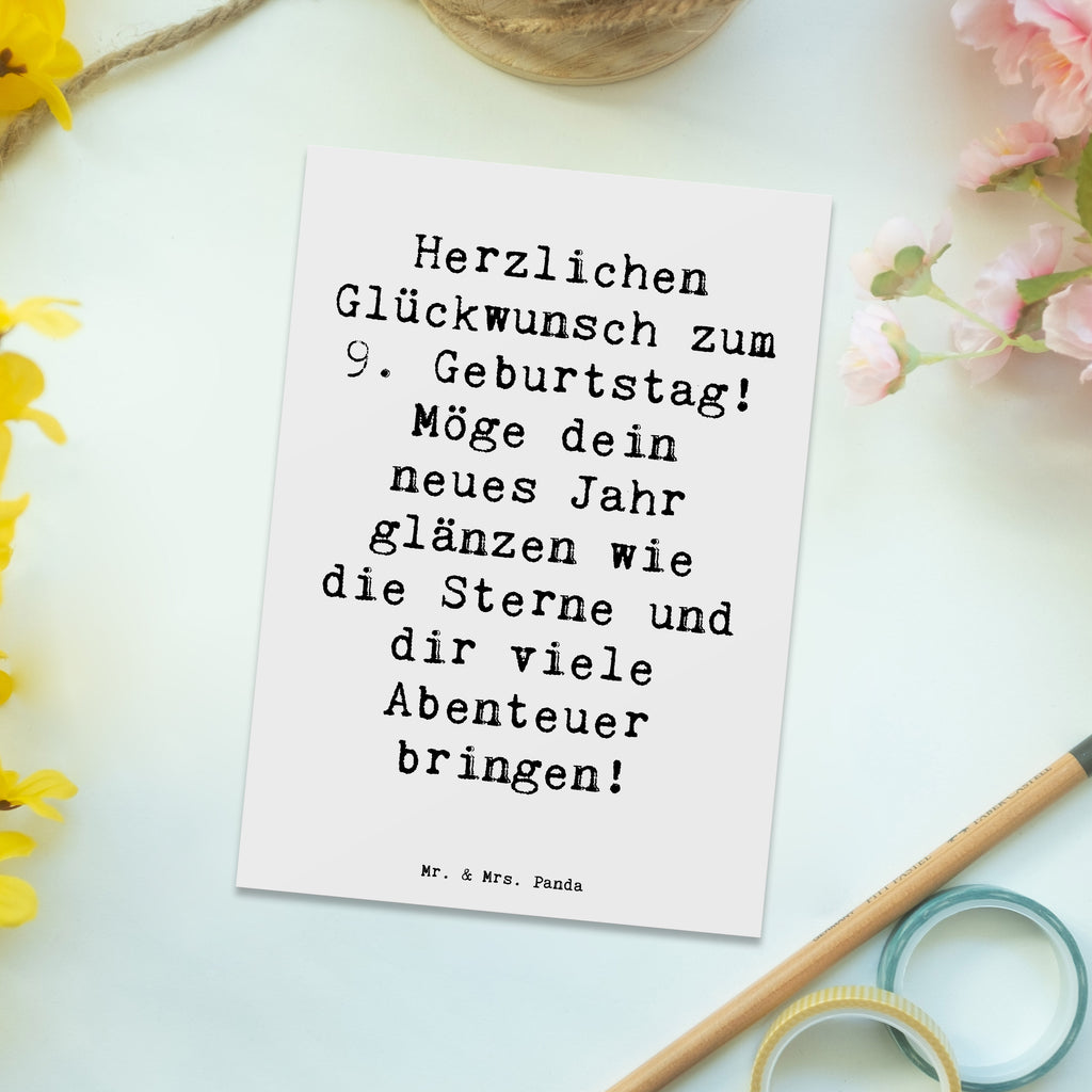 Postcard Saying Herzlichen Glückwunsch zum 9. Geburtstag! Möge dein neues Jahr glänzen wie die Sterne und dir viele Abenteuer bringen! Postkarte, Geschenkkarte, Einladung, Ansichtskarten, Einladungskarte, Geburtstagskarte, Dankeskarte, Einladungskarten Geburtstag, Ansichtskarte, Karte, Grußkarte, Einladung Geburtstag, Geburtstag, Geburtstagsgeschenk, Geschenk