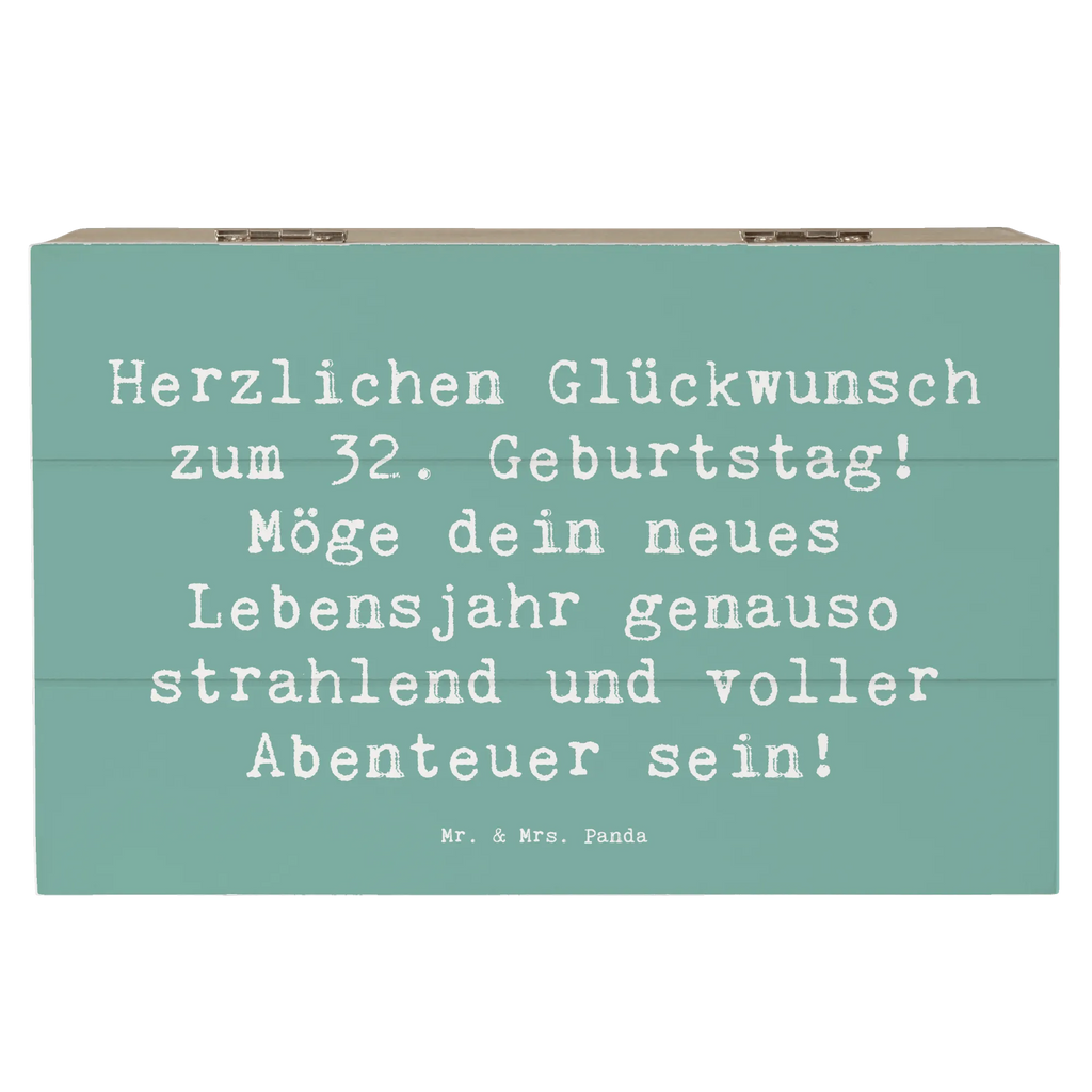 Holzkiste Spruch 32. Geburtstag Abenteuer Schatzkiste, Geschenkdose, Aufbewahrungsbox, Holzkiste, Dekokiste, Kiste, Erinnerungskiste, Erinnerungsbox, Schatulle, XXL, Truhe, Geschenkbox, Geburtstag, Geburtstagsgeschenk, Geschenk