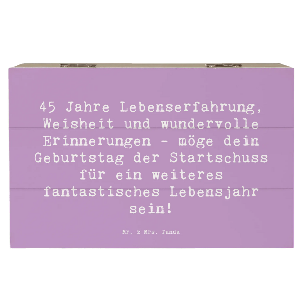 Holzkiste Spruch 45. Geburtstag Erinnerungsbox, Truhe, Dekokiste, Aufbewahrungsbox, Schatzkiste, Erinnerungskiste, Geschenkbox, XXL, Holzkiste, Kiste, Schatulle, Geschenkdose, Geburtstag, Geburtstagsgeschenk, Geschenk